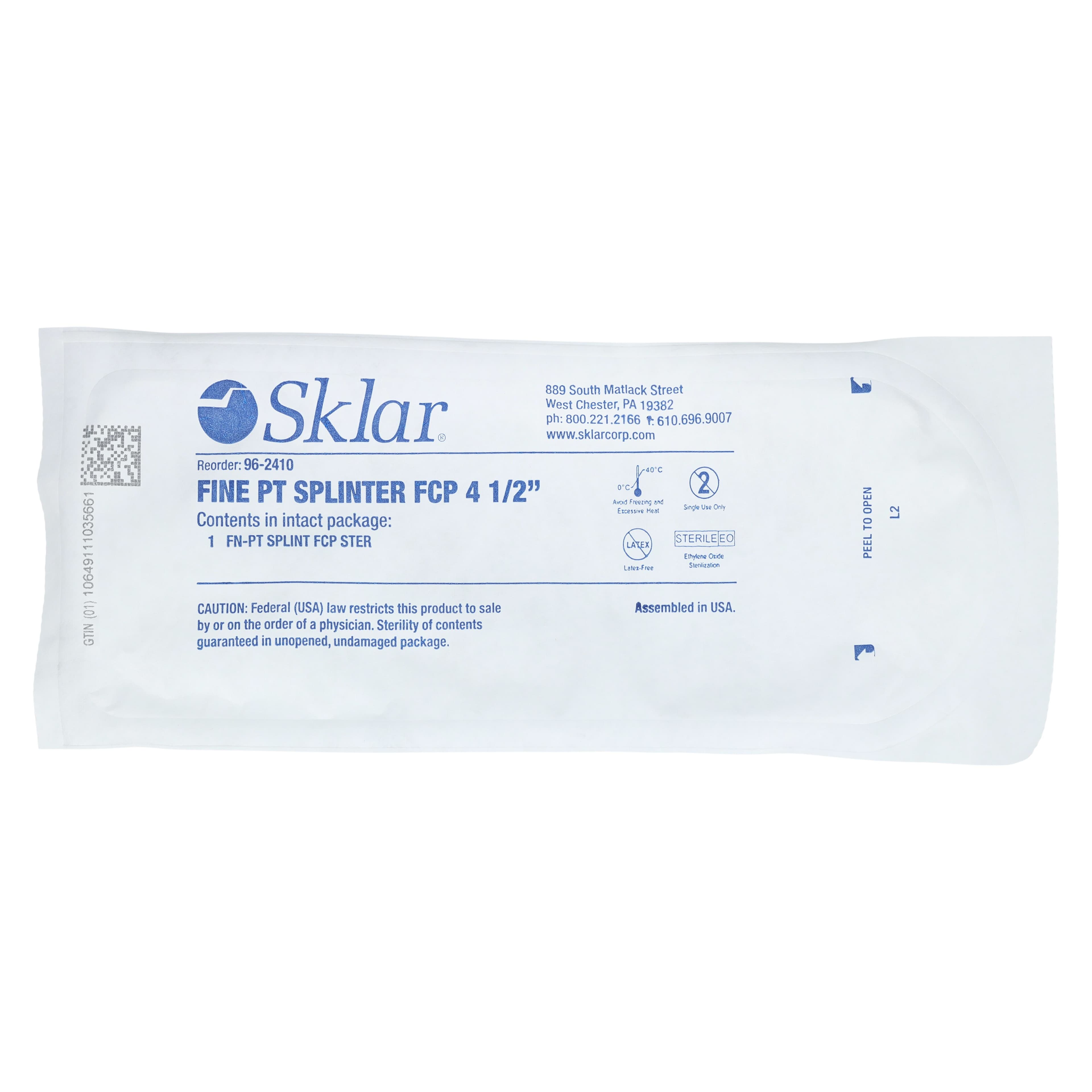 Sklar Econo Splinter Forcep, Fine Point, 4-1/2", Stainless Steel, Sterile, 50/Case thumbnail 5