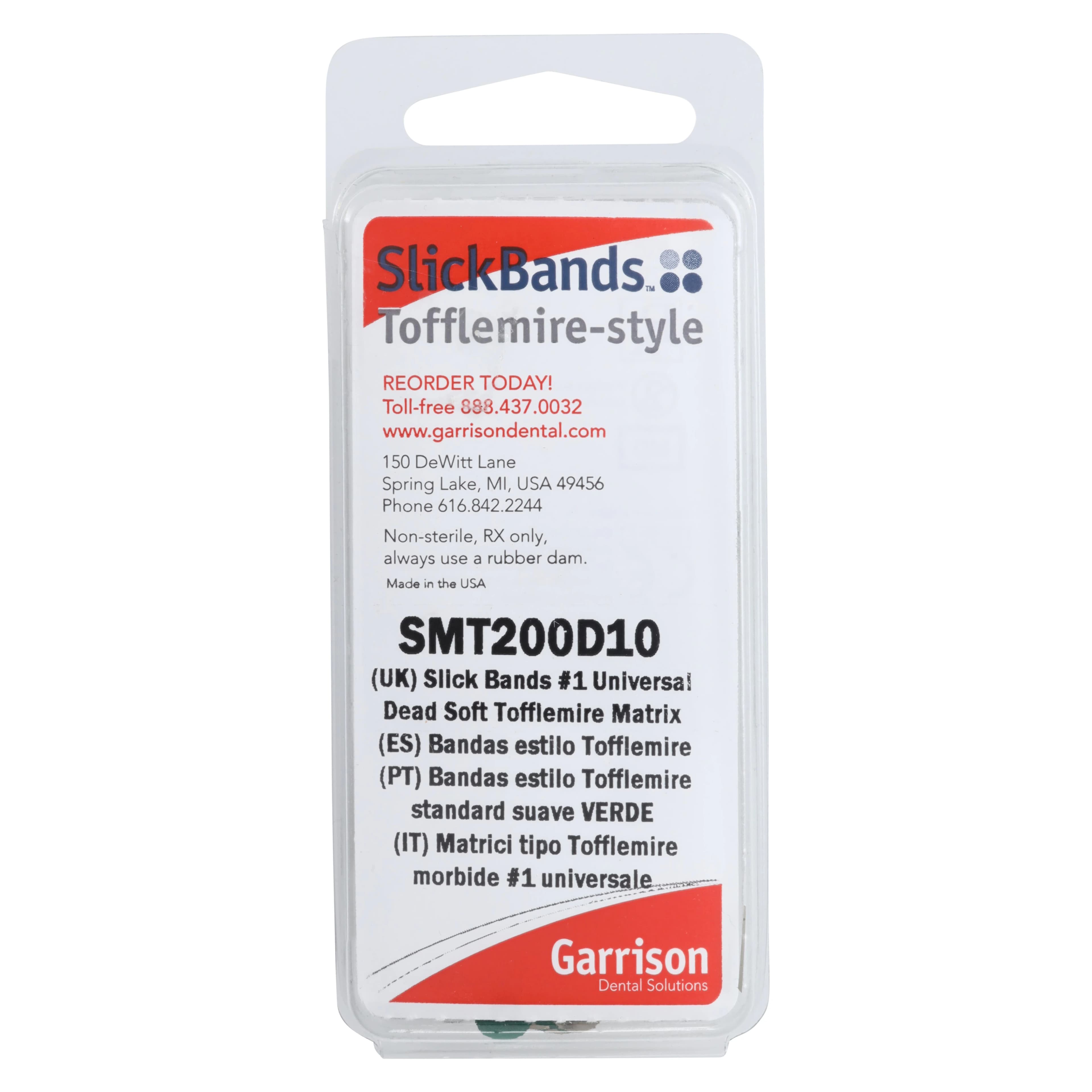 Garrison SlickBands™ #1 Universal Dead Soft Tofflemire-Style Matrix Bands, Green, 100/Box, SMT200D10 thumbnail 3