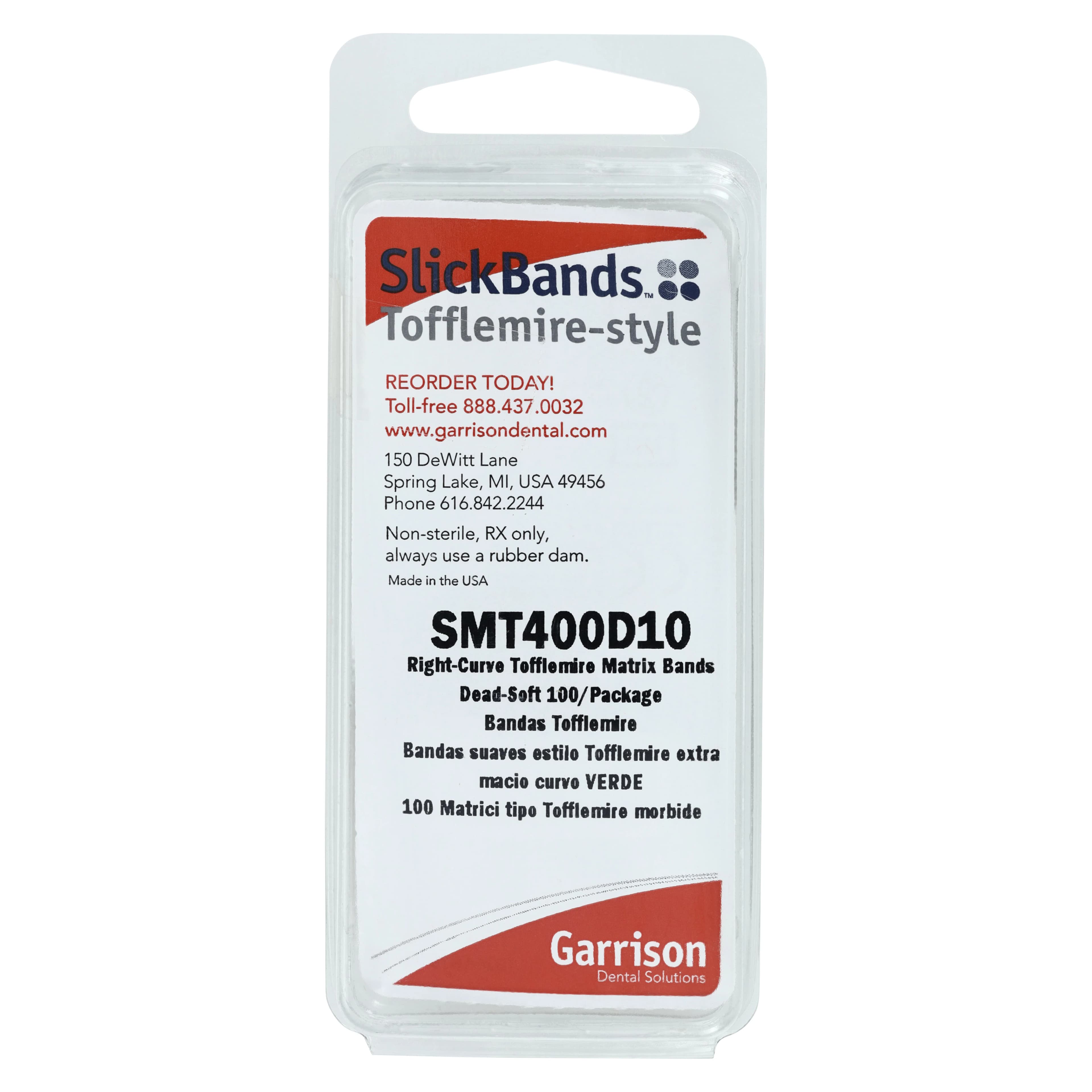 Garrison SlickBands™ Right-Curve Dead Soft Tofflemire-Style Matrices, Green, 100/Pack, SMT400D10 thumbnail 3