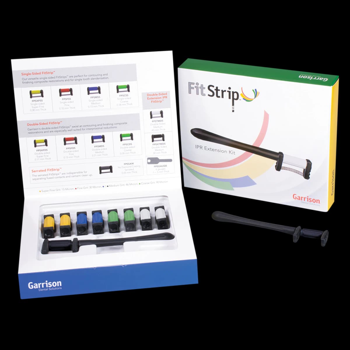 Garrison Dental FitStrip IPR Kit (FPSK05) - Interproximal Reduction & Finishing Kit, 10 Double-Sided Diamond Strips, 2 Handles, 1 IPR Gauge thumbnail 2