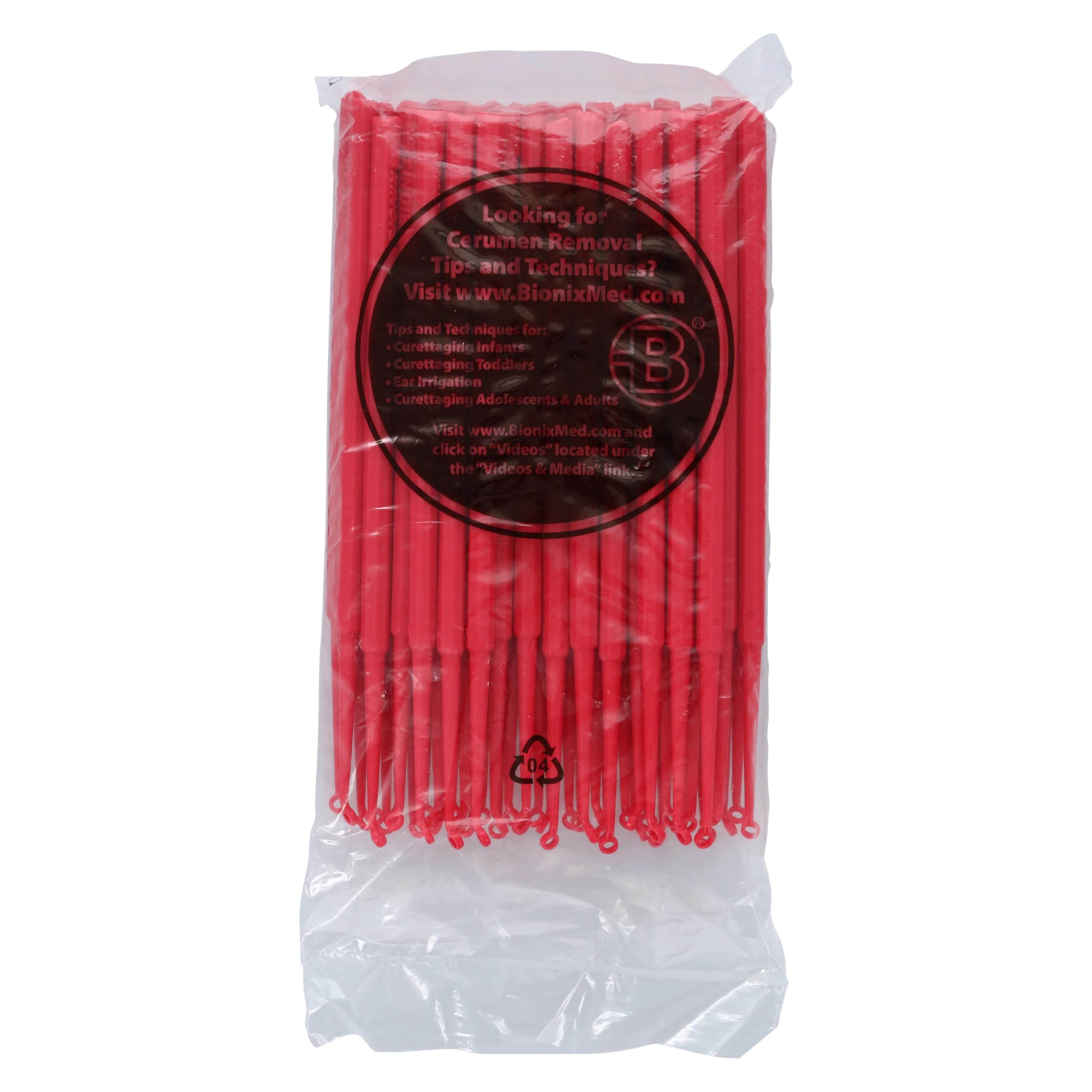 Bionix AngleLoop Ear Curette, 4mm, Polypropylene, Non-Sterile, Disposable, Red, 50/Box - Curette AngleLoop Red - Image 1