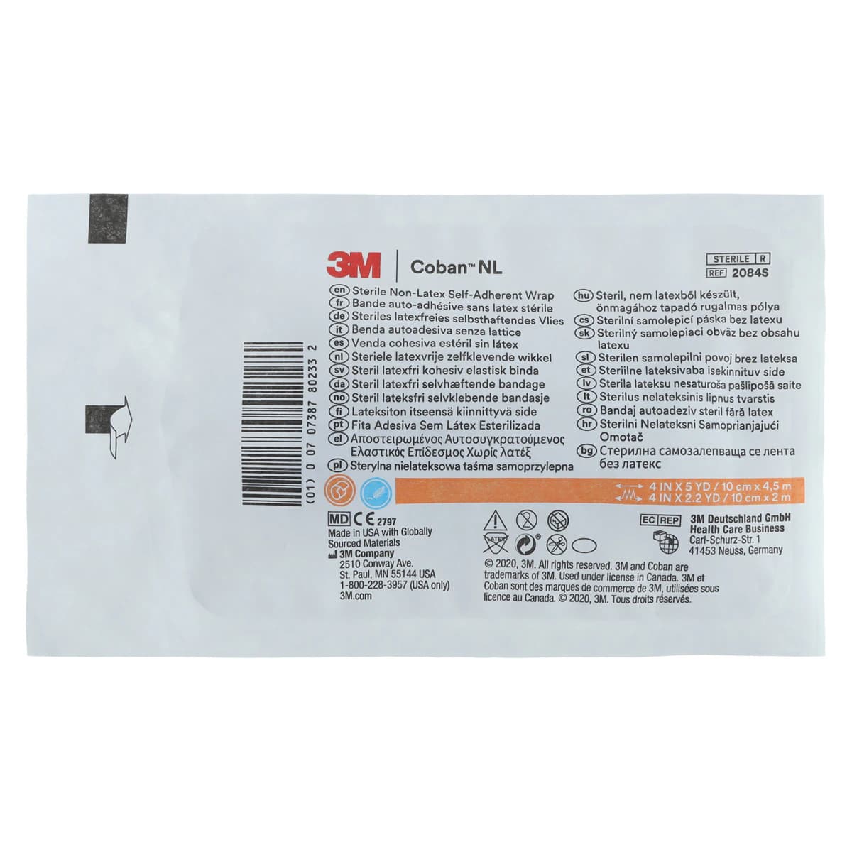 3M Coban Self-Adherent Wrap, Latex Free, Tan, 4" x 5 yds, 2084S - 3M COBAN SELF-ADHERENT WRAP 2084S - Image 1