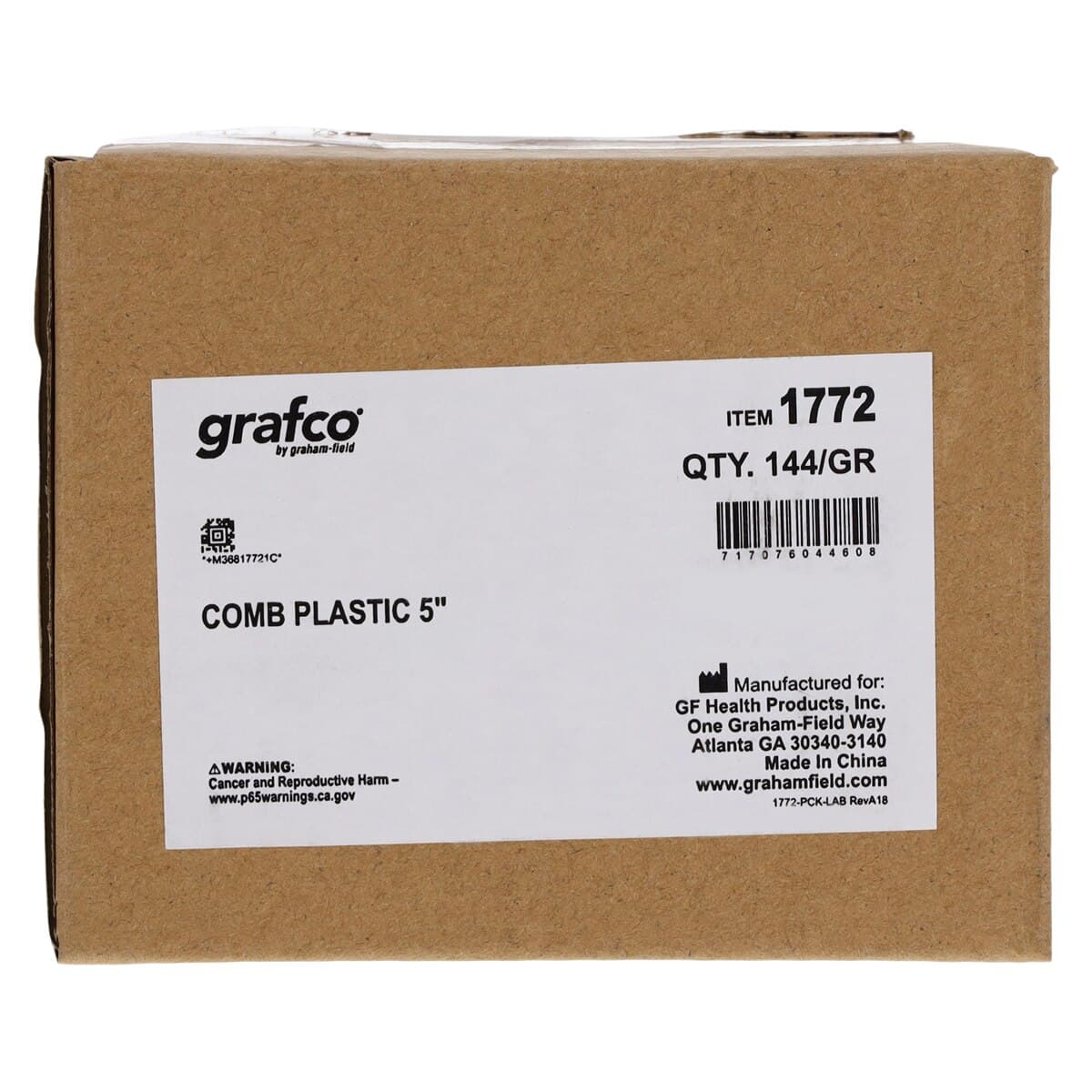 Graham-Field Plastic Comb, 5-inch, Coarse/Fine Teeth, Black, 144/Box thumbnail 3