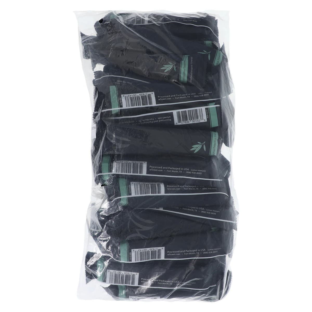 White Towel Services Refreshment Towels, 100% Cotton, Pre-Moistened, 9x9 in, Black, 500/Case thumbnail 3
