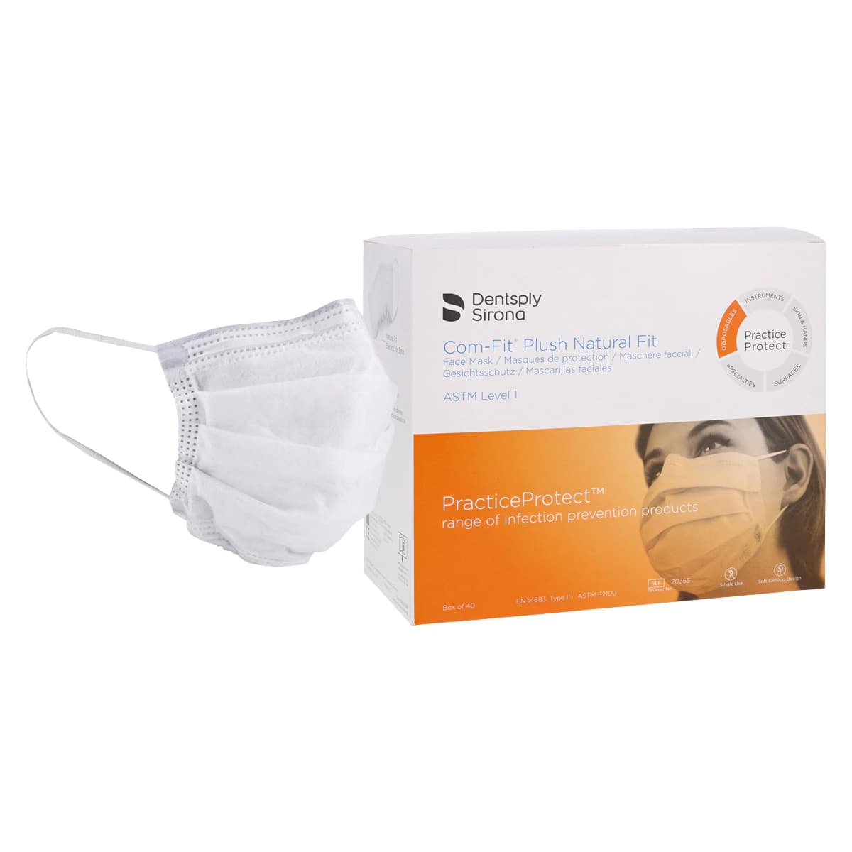 Com-Fit Plush™ Natural Fit Masks, ASTM Level 1, Latex-Free, White, 40/Box thumbnail 2