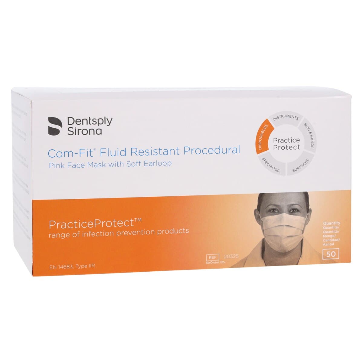 Com-Fit® Fluid Resistant Procedural Face Masks, ASTM Level 2, Earloops, Pink, 50/Box, #20323 thumbnail 4