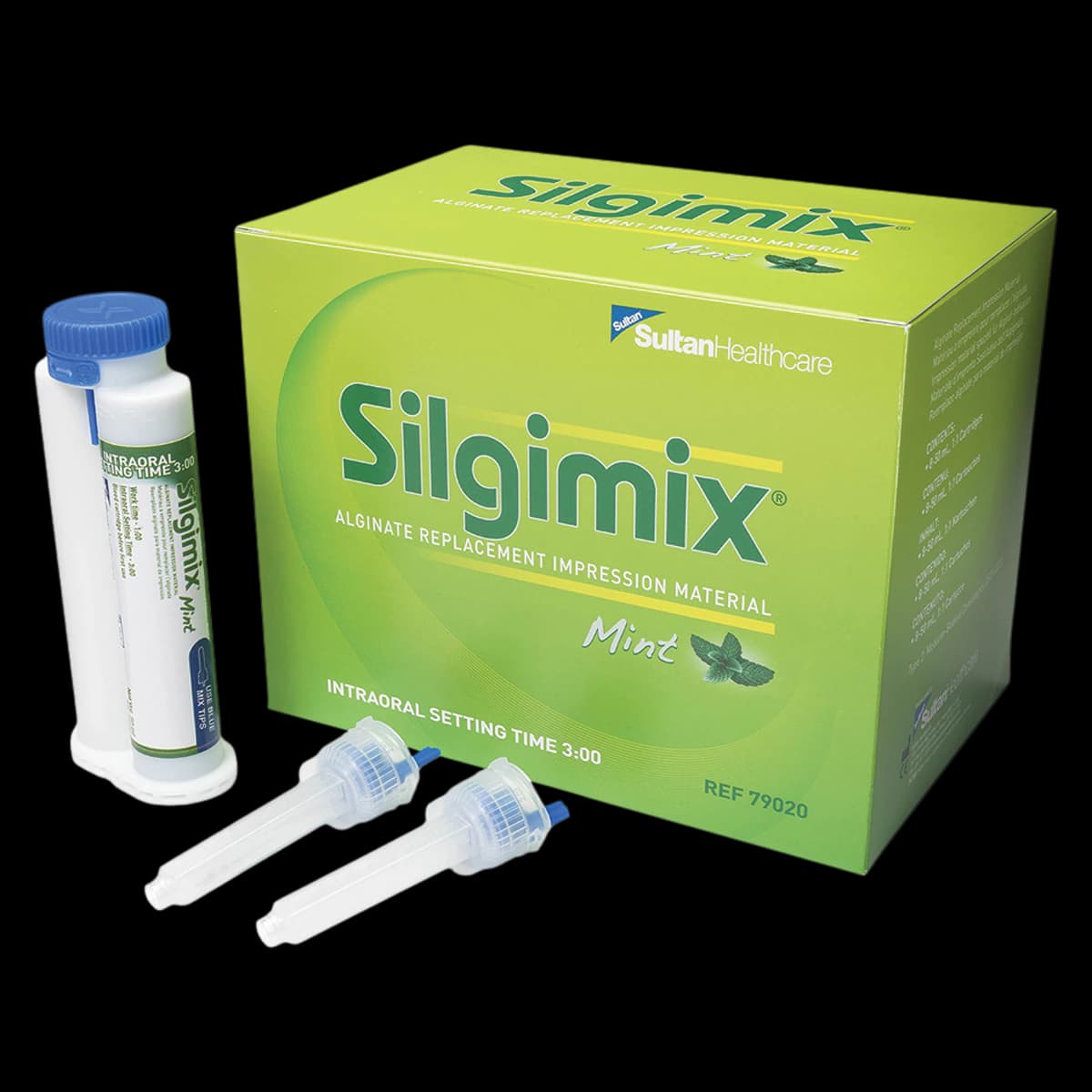 Silgimix™ Alginate Replacement Vinyl Polysiloxane Impression Material, Fast Set, Medium Body, Mint, 50 ml 1:1 Cartridges, 8/Pack - Silgimix™ Alginate Replacement 50ml Pack of 8 - Image 1