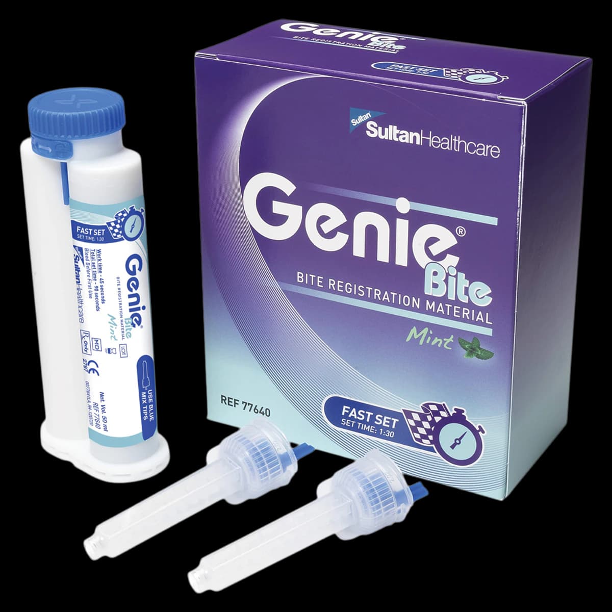 Genie® Bite Registration VPS Fast Set 50mL Cartridge, Mint, Pack of 2 (with Mixing Tips) - Genie® Bite Registration VPS Fast Set 50mL Cartridge Mousse Mint Pack of 2 - Image 1