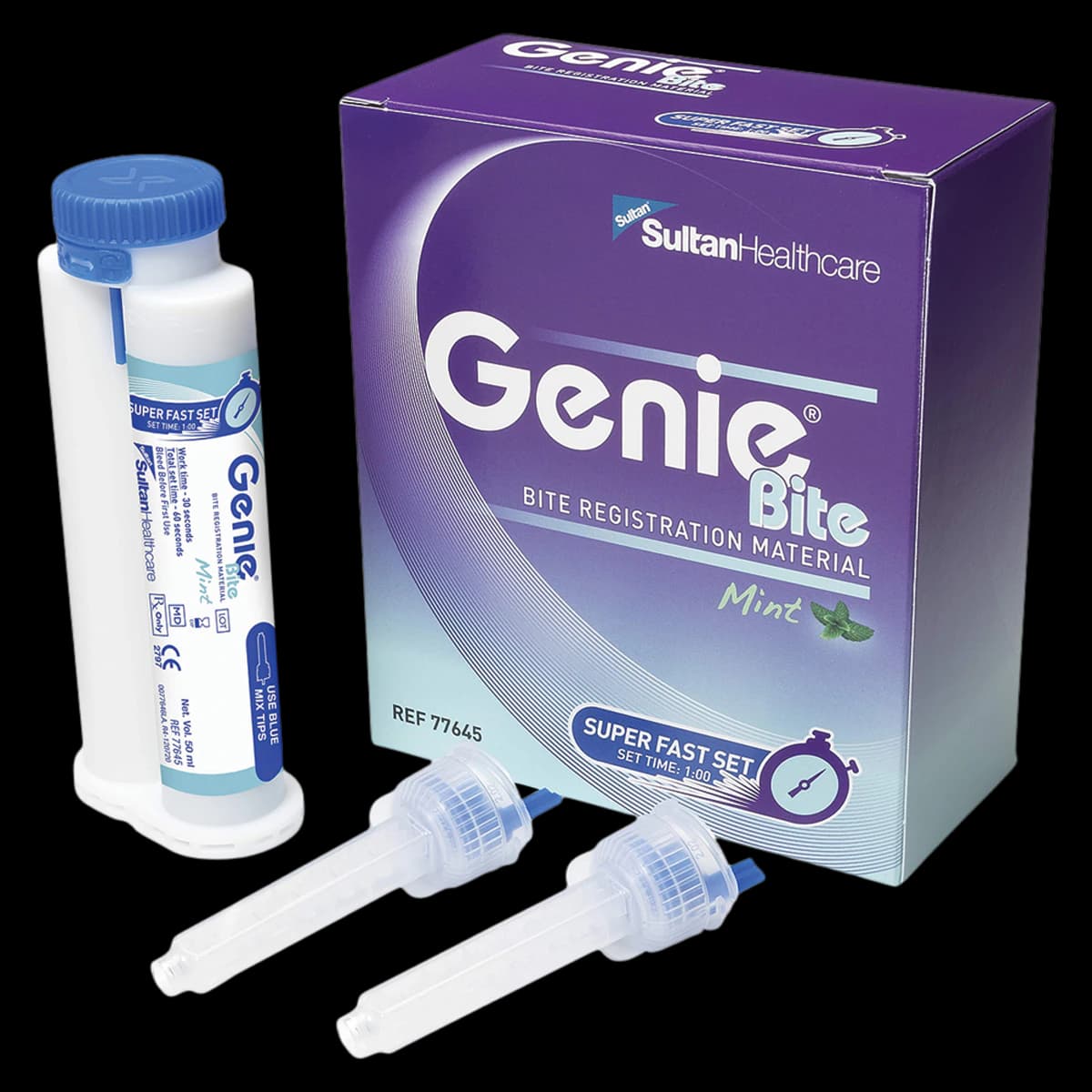 Genie® Bite Registration VPS Super-Fast Set 50mL Cartridge Mousse Mint, Pack of 2 (with 6 Mixing Tips) - Genie® Bite Registration VPS Super-Fast Set 50mL Cartridge Mousse Mint Pack of 2 - Image 1