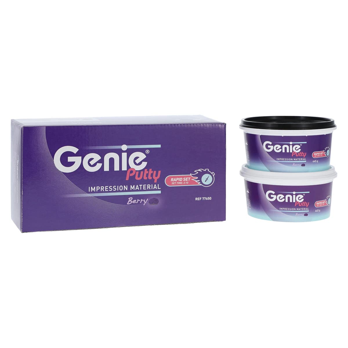 Genie® VPS Putty Rapid Set Impression Material, Berry Flavor, 2 x 300ml Jars (2x445g), Purple - Genie® VPS Putty Rapid Set Pack of 2 - Image 1