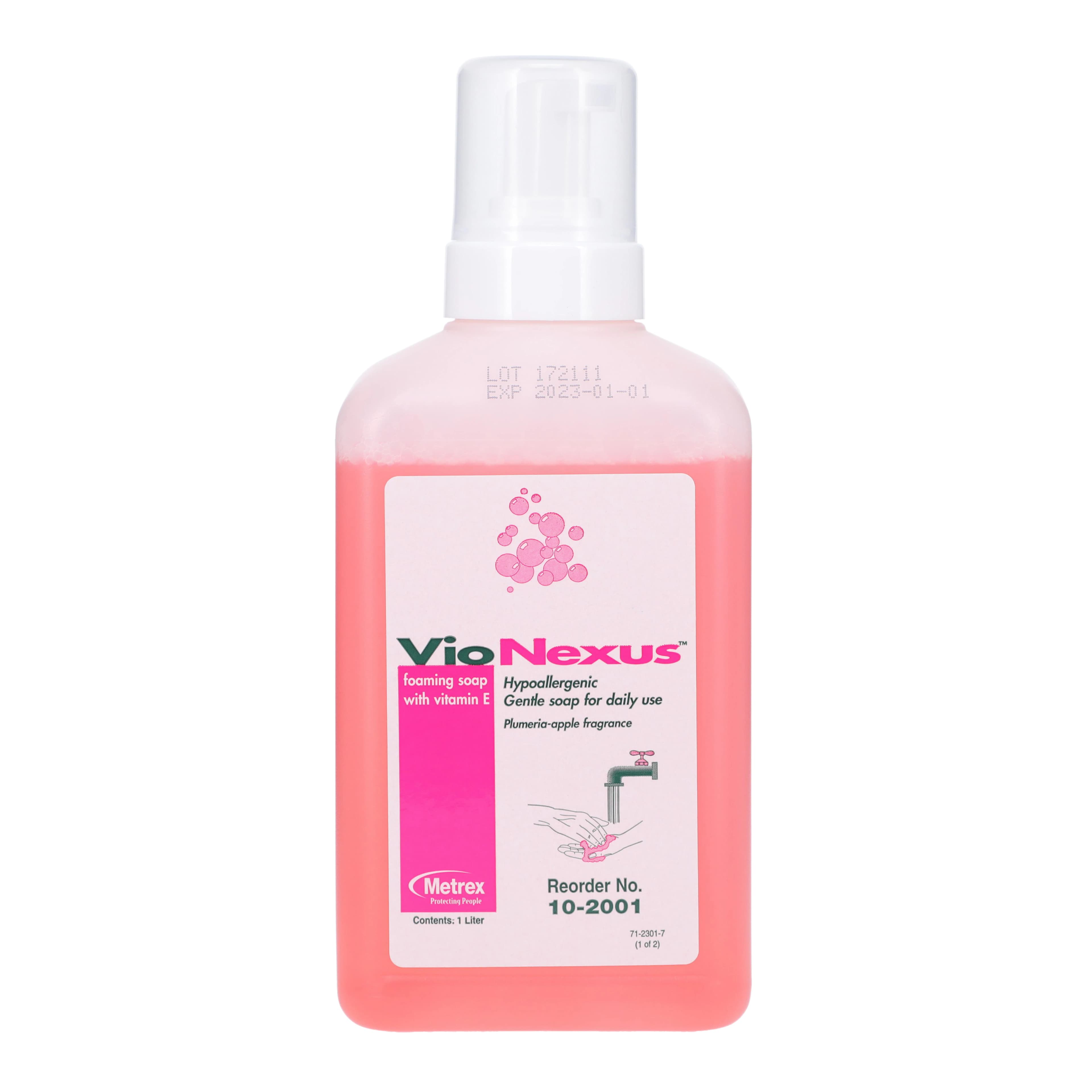 VioNexus Vitamin E Foaming Soap, Pink, Plumeria-Apple Scent, 1 L Bottle, 10-2001 - Vionexus Vit E Foaming Soap Pink 1 Liter - Image 1