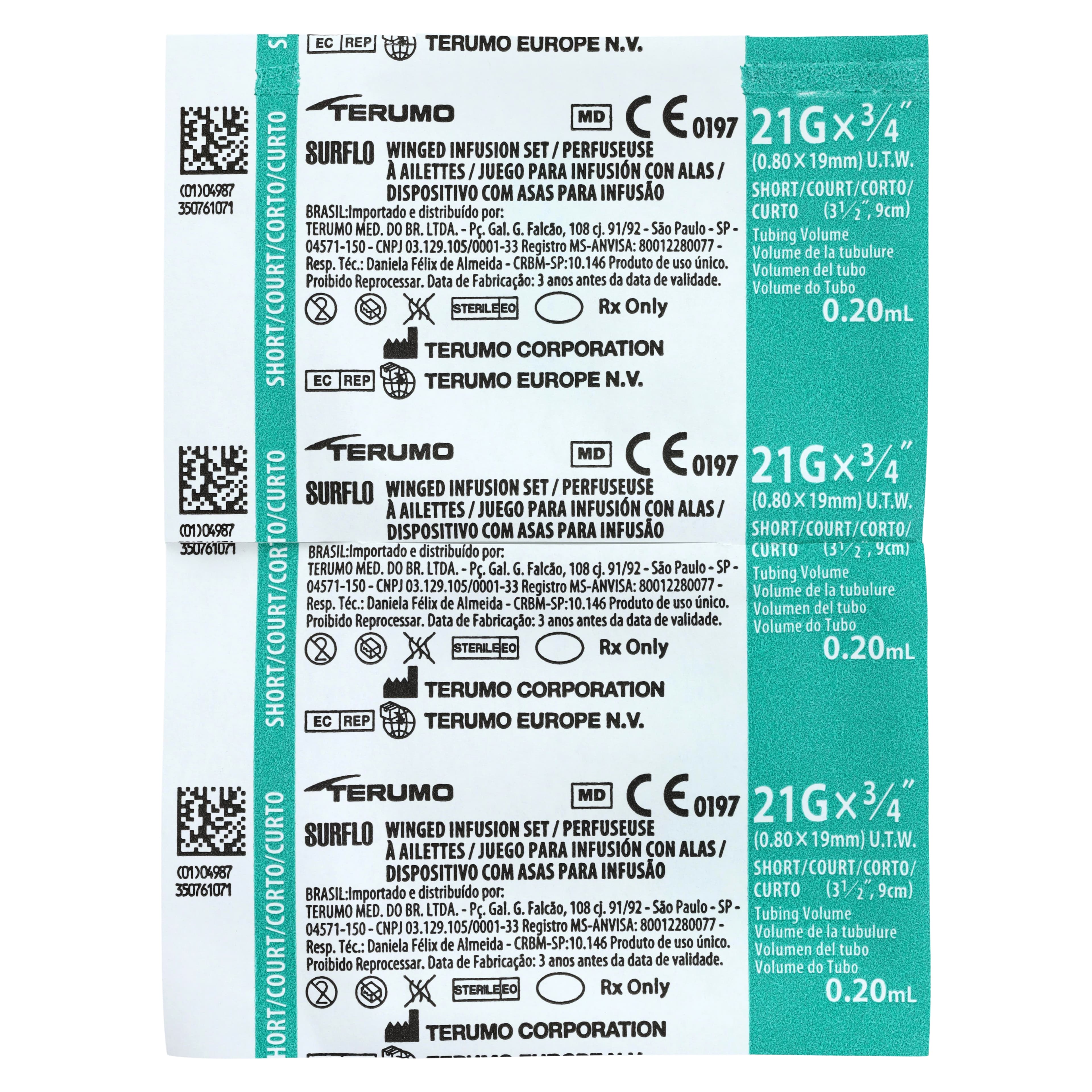 Terumo Surflo Winged Infusion Set, 21 Gauge, 3/4" Needle, 3-1/2" Tubing, Sterile, Non-DEHP, Latex-Free, 100/Box thumbnail 3