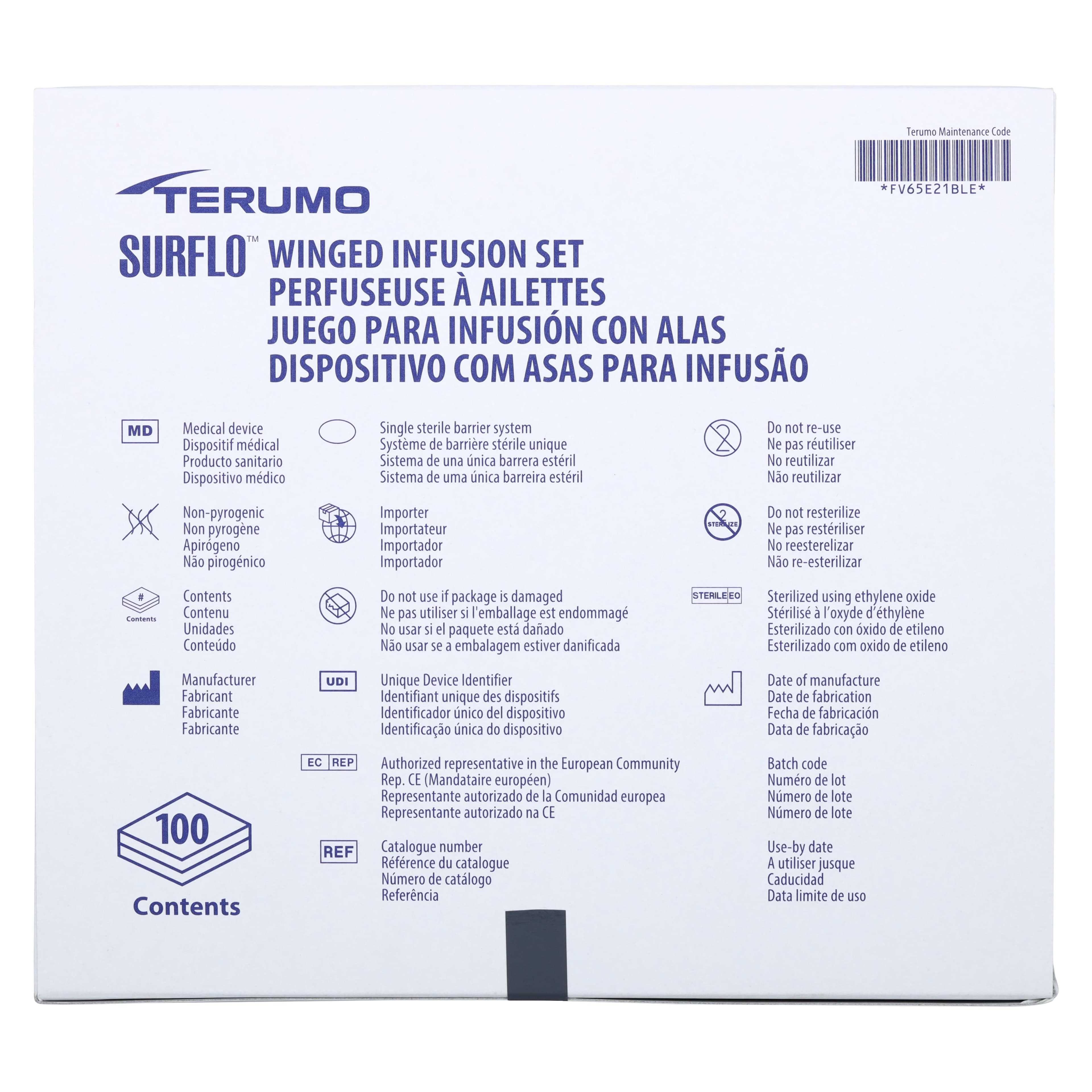 Terumo Surflo Winged Infusion Set, 21 Gauge, 3/4" Needle, 3-1/2" Tubing, Sterile, Non-DEHP, Latex-Free, 100/Box thumbnail 5