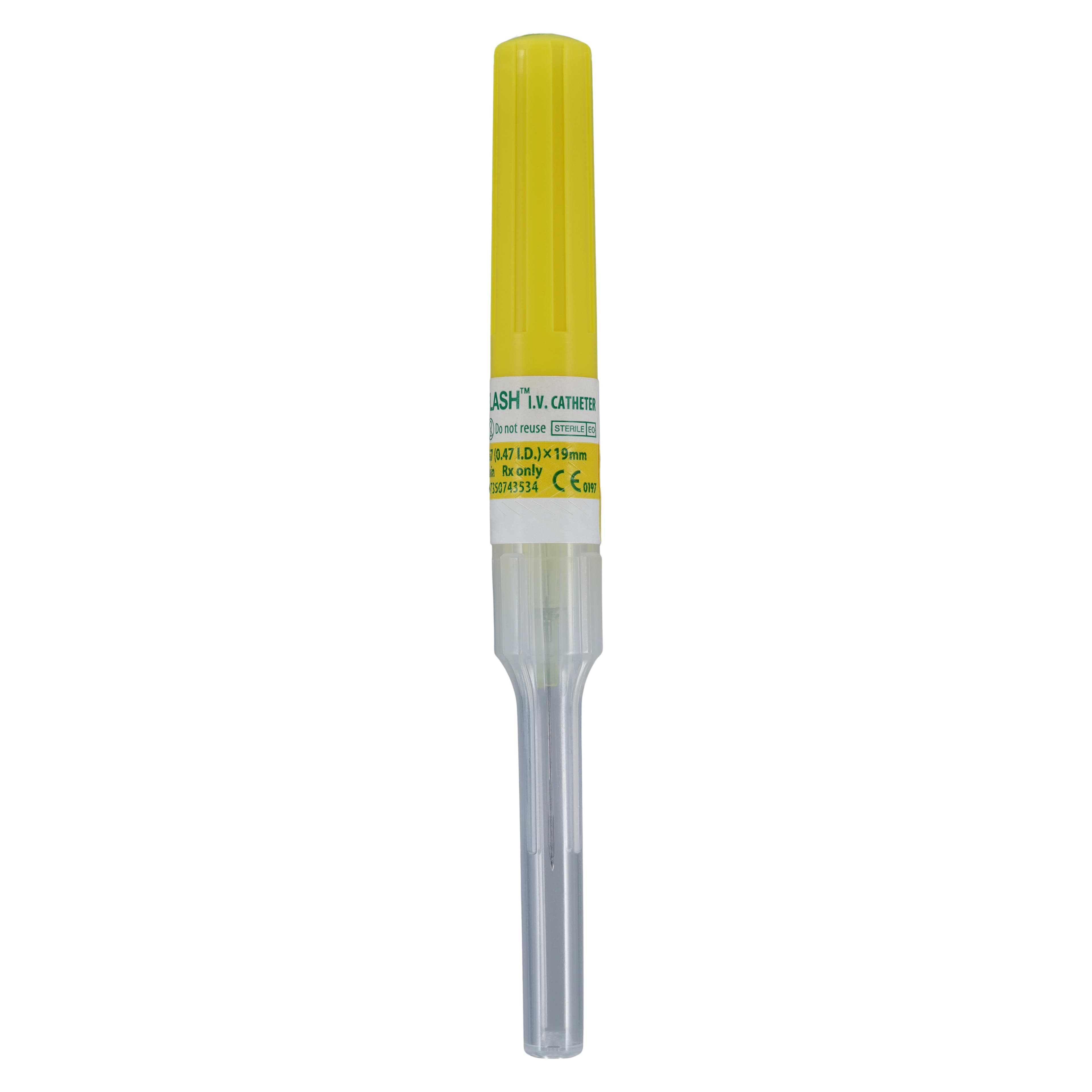 Terumo SurFlash IV Catheter, 24 Gauge x 3/4", Polyurethane, Sterile, Latex-Free, Yellow, 50/Box thumbnail 7