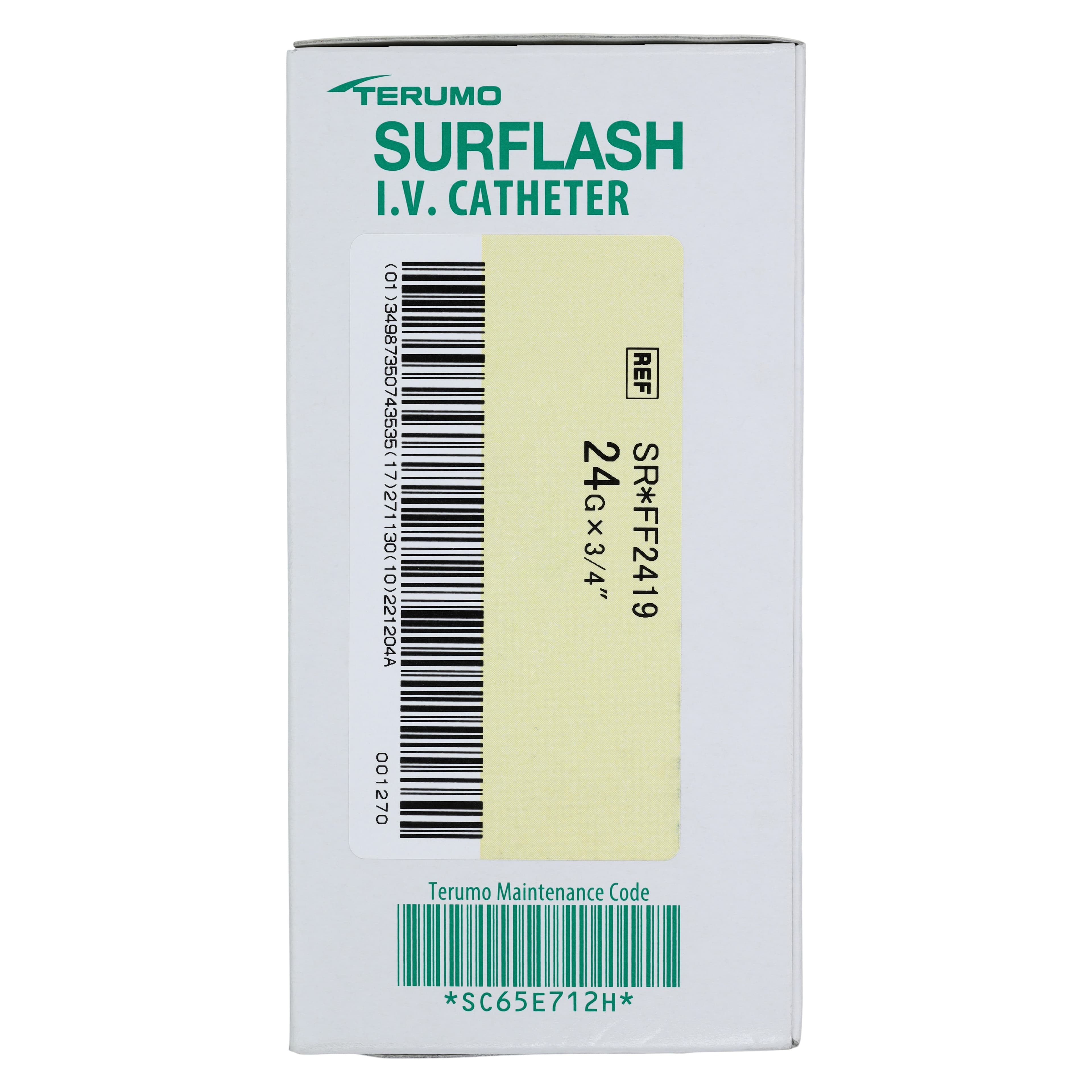 Terumo SurFlash IV Catheter, 24 Gauge x 3/4", Polyurethane, Sterile, Latex-Free, Yellow, 50/Box thumbnail 9
