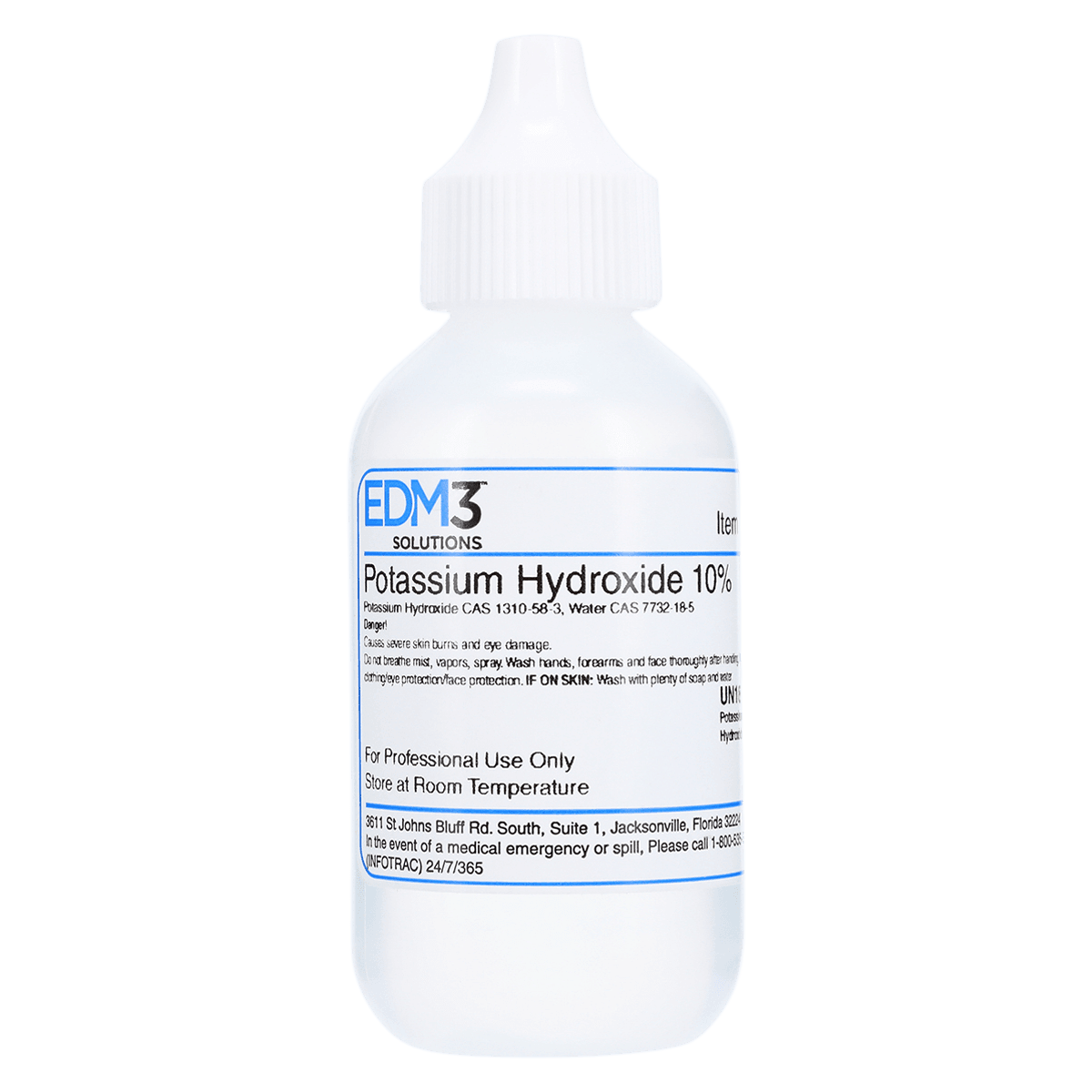 Potassium Hydroxide 10% Solution, Dropper Bottle, 2 oz (EDM3, LLC) - Potassium Hydroxide 10% - Image 1