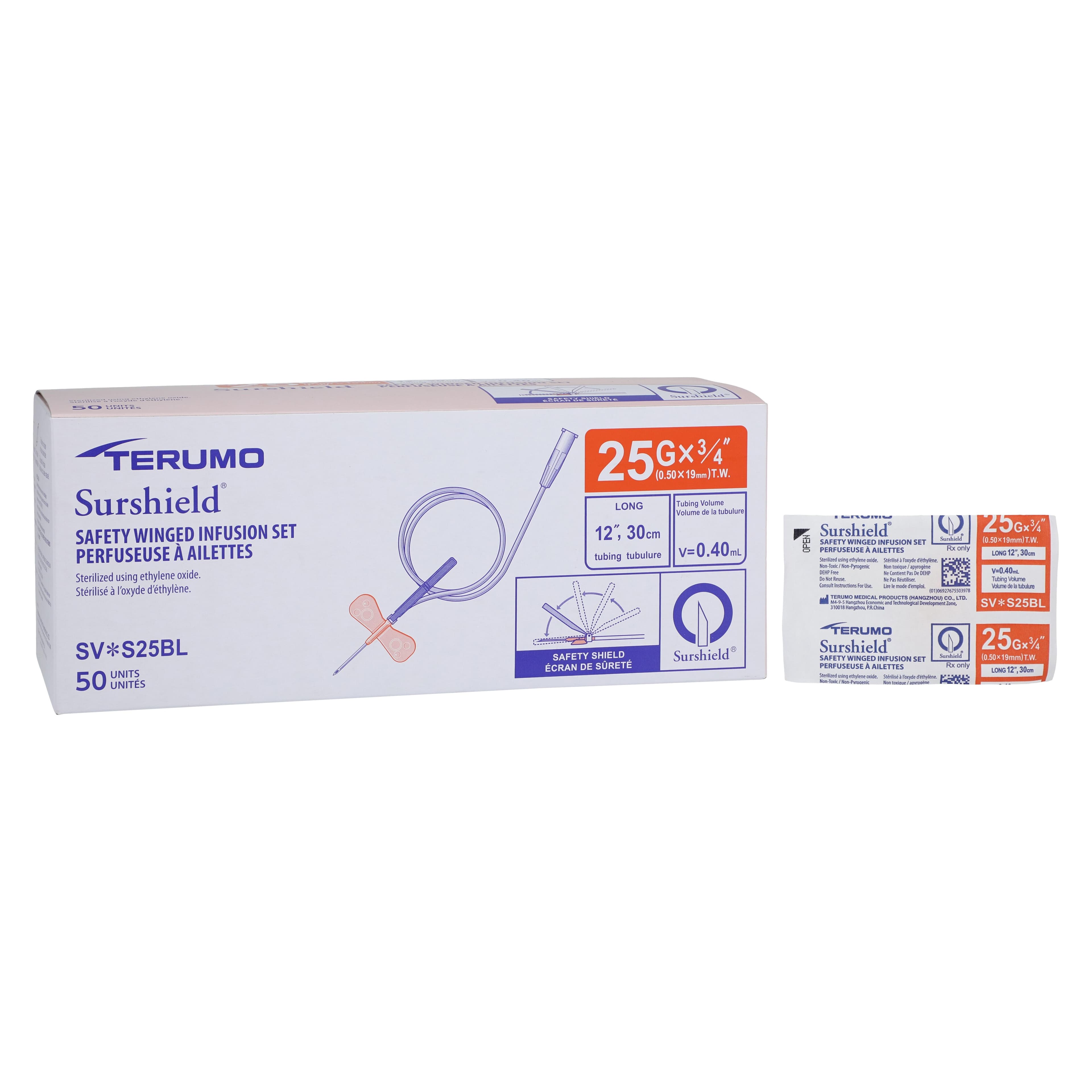 Terumo Safety Wing Infusion Set, 25 Gauge, 3/4" Needle, 12" Tubing, Sterile, Non-DEHP, Latex-Free, 50/Box thumbnail 2