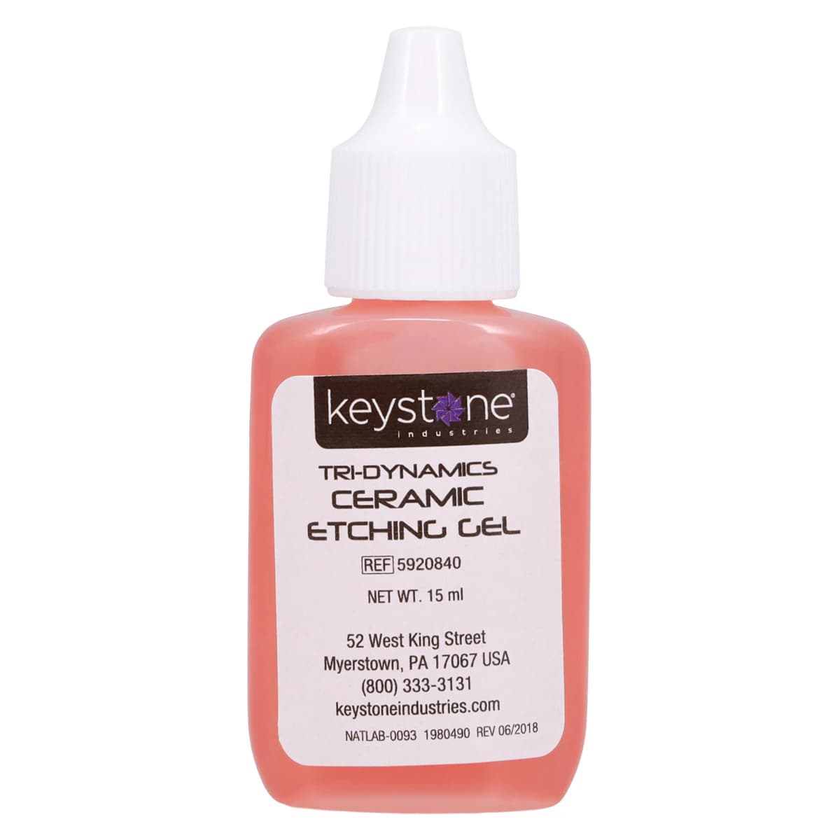 Keystone Tri-Dynamics Ceramic Etch Gel, 9.5% Hydrofluoric Acid, 15 mL Bottle, 5920840 - Keystone - Ceramic Etch Gel 15Ml, 5920840 - Image 1