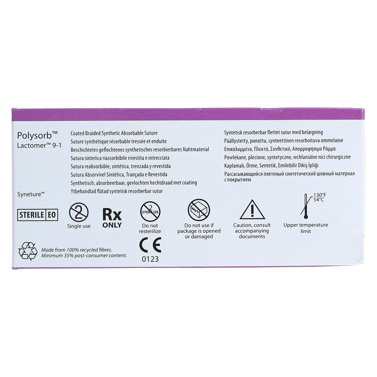 Medtronic Polysorb Suture, 3-0, 30" Polyester Braid, Absorbable, P-14 Premium Reverse Cutting 3/8 Circle Needle 24mm, Coated, Undyed, 12/Case thumbnail 7