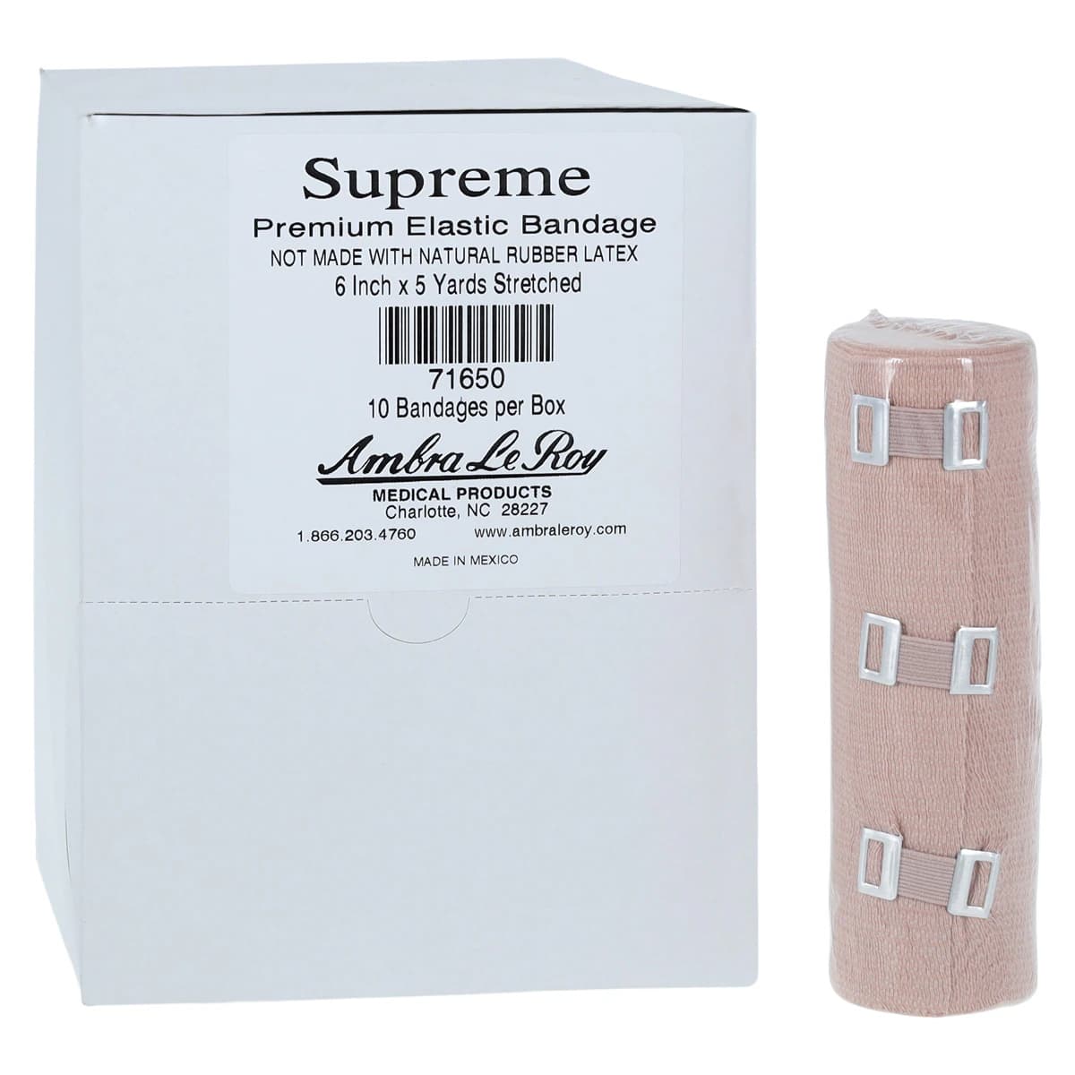 Supreme Elastic Support Bandage, 6" x 5 yd, Tan, Non-Sterile, 10/Box - Bandage Ortho Supreme Clips LF - Image 1