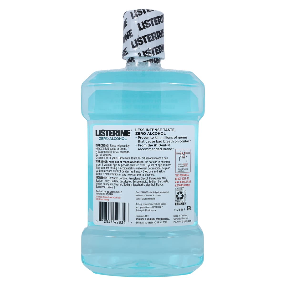 Listerine Zero Alcohol-Free Mouthwash, Clean Mint, 1.5 L Bottle, 6/Case thumbnail 2