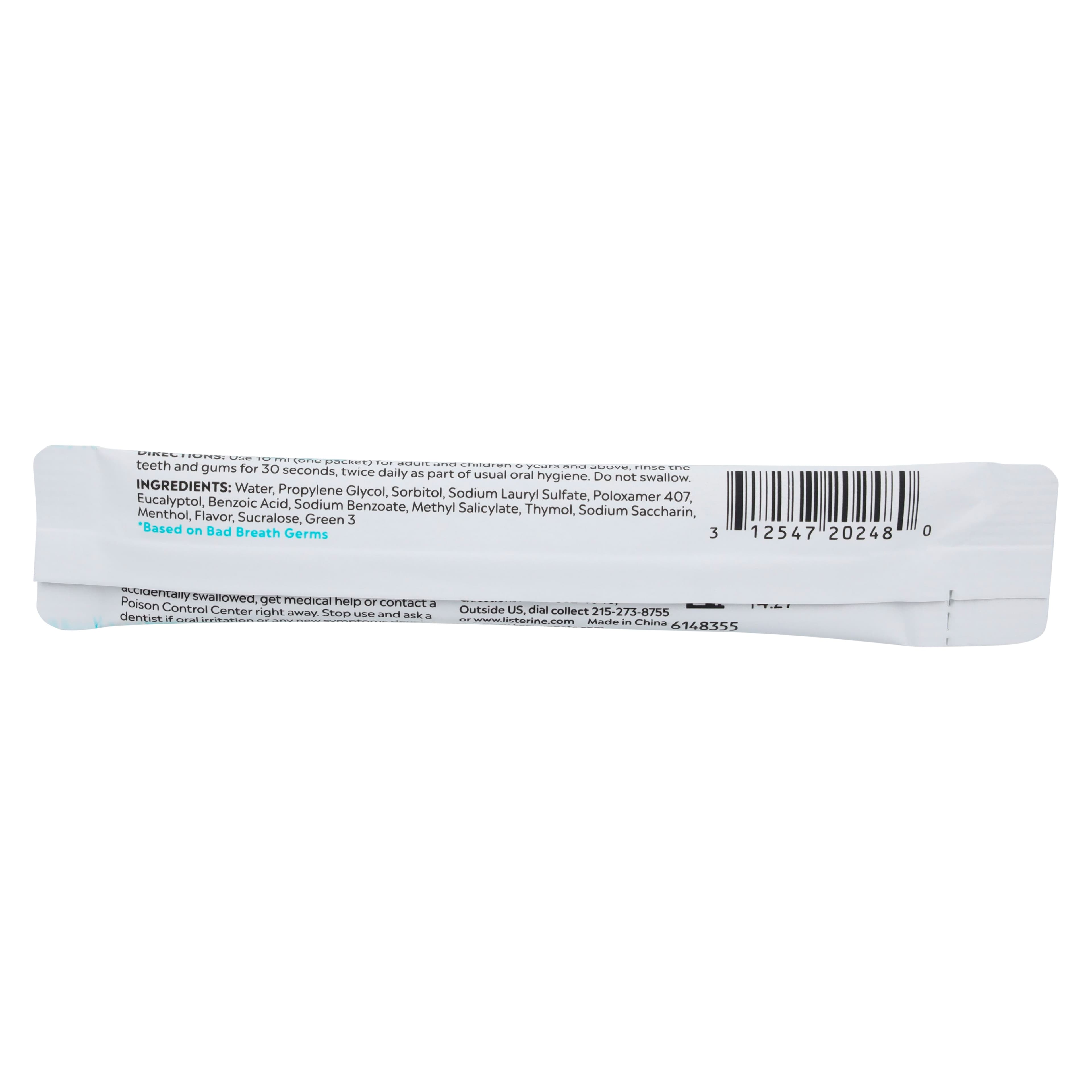 Listerine Cool Mint Zero Alcohol Free Mouthwash, 10 mL Sachets, 4/Case thumbnail 4