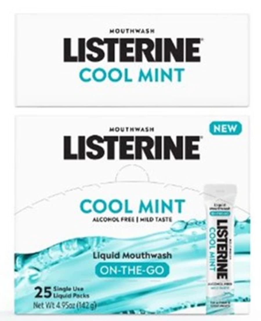 Listerine Cool Mint Zero Alcohol Free Mouthwash, 10 mL Sachets, 4/Case thumbnail 2