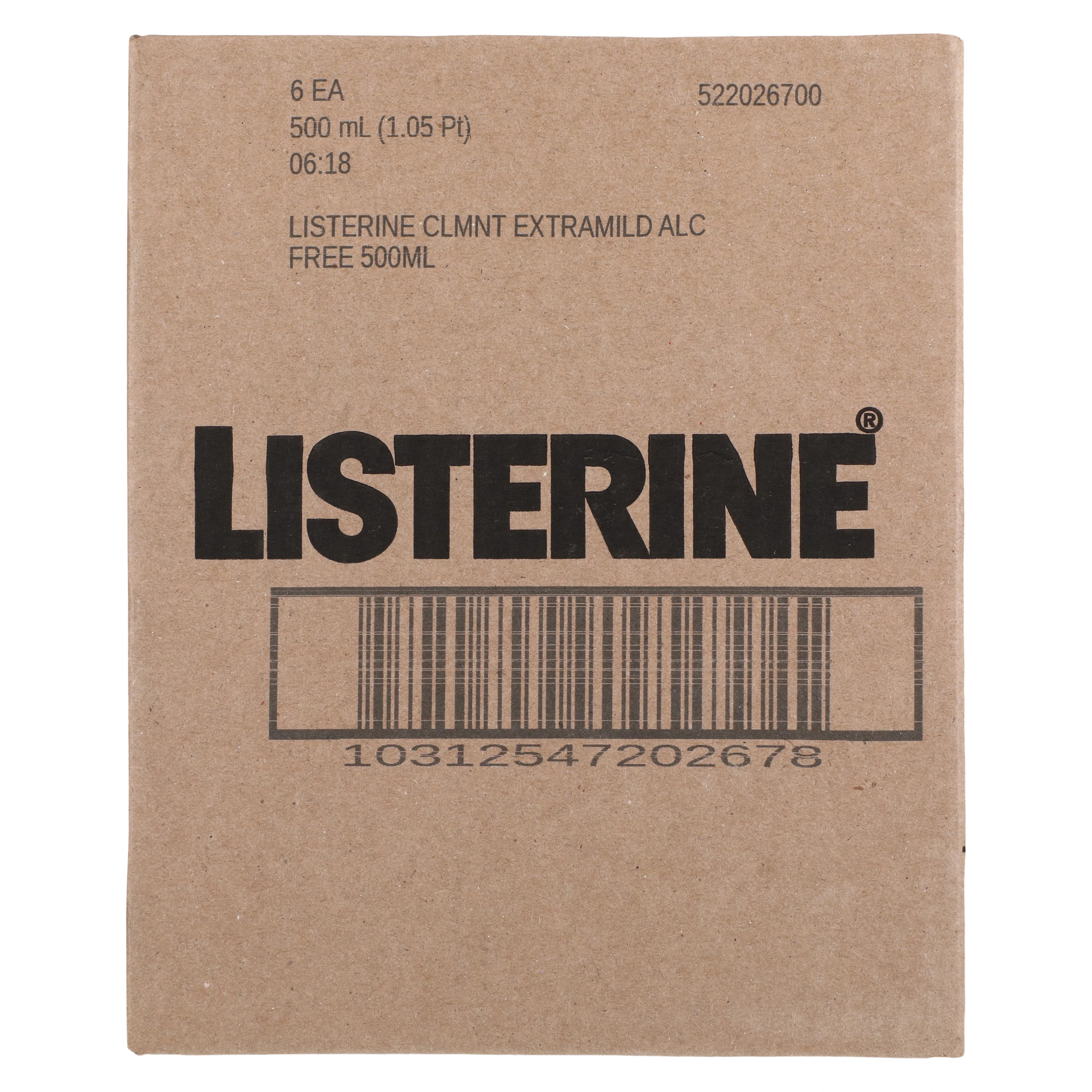 Listerine Extra Mild Alcohol-Free Dye-Free Mouthwash, Cool Mint, 500 mL (16.9 oz), Case of 6 thumbnail 3
