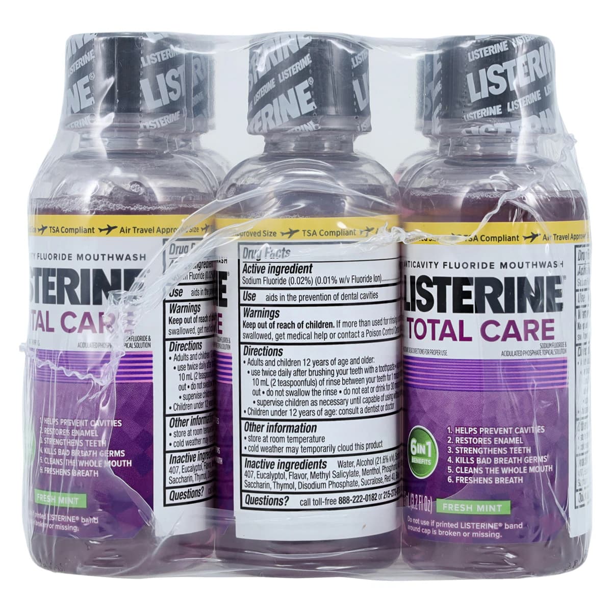 Listerine Total Care Anticavity Mouthwash, Fresh Mint, 3.2 oz Bottle, 24/Case thumbnail 4
