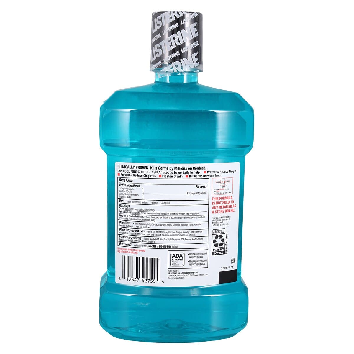 Listerine Antiseptic Mouthwash, Cool Mint, 1.5 L Bottle, 6/Case thumbnail 2