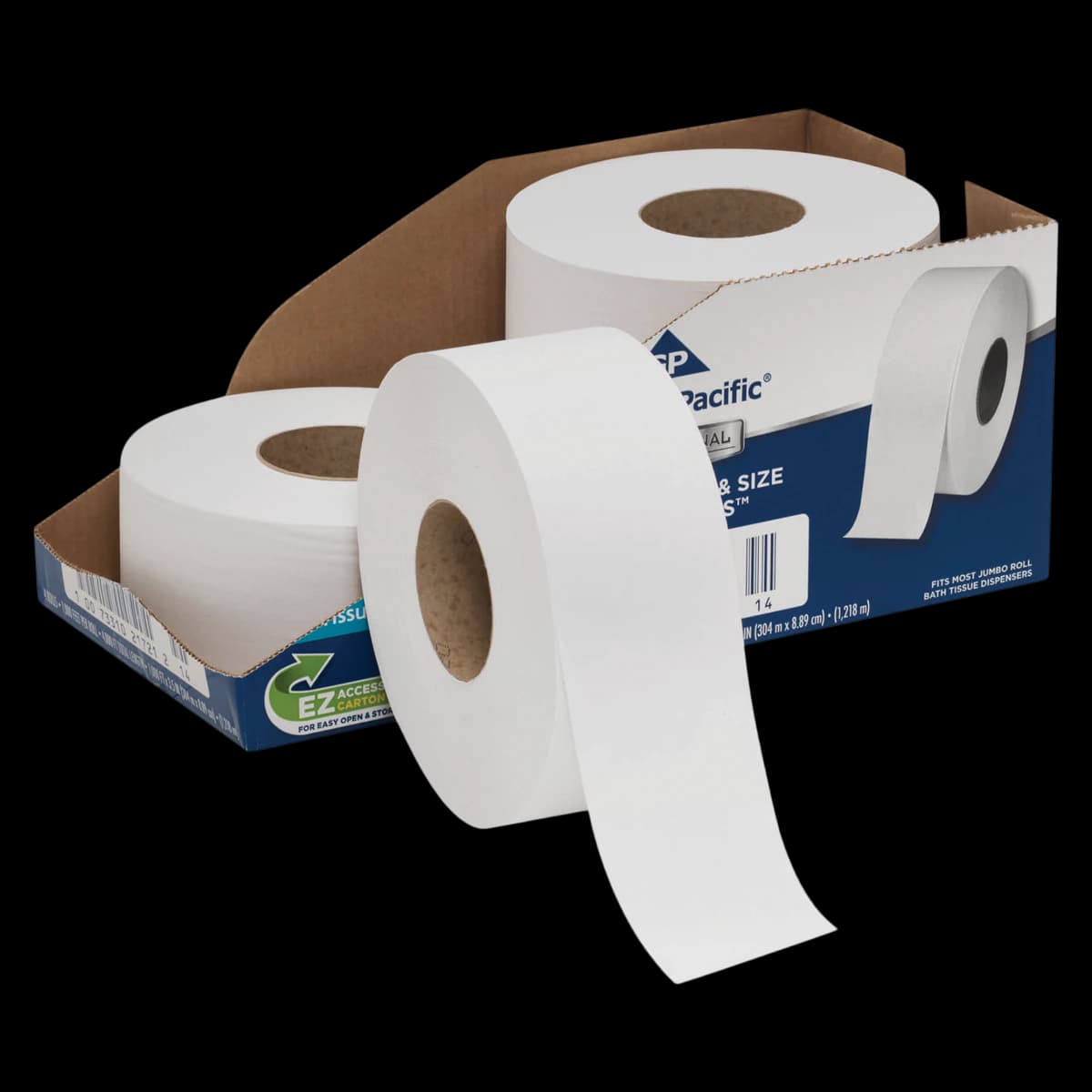 Georgia Pacific Professional Jumbo Junior Toilet Tissue, 2-Ply, White, 3.3 in x 1000 ft, 4 Rolls/Case - Georgia Pacific Professional White Jumbo Bathroom Tissue - Image 1
