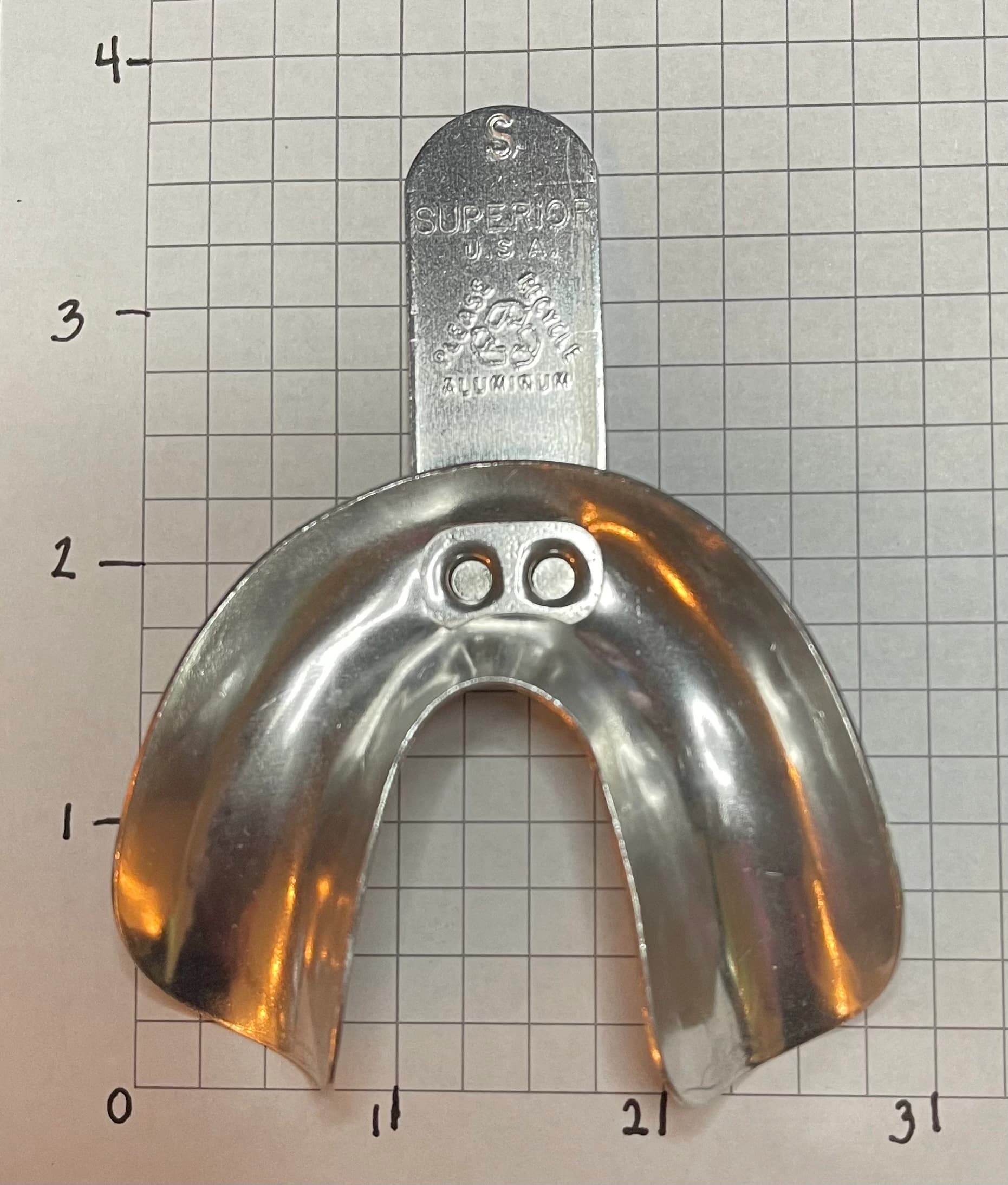 Superior Aluminum Edentulous Impression Tray, Small, Lower, Each - Aluminum Edentulous Tray Small - Image 1