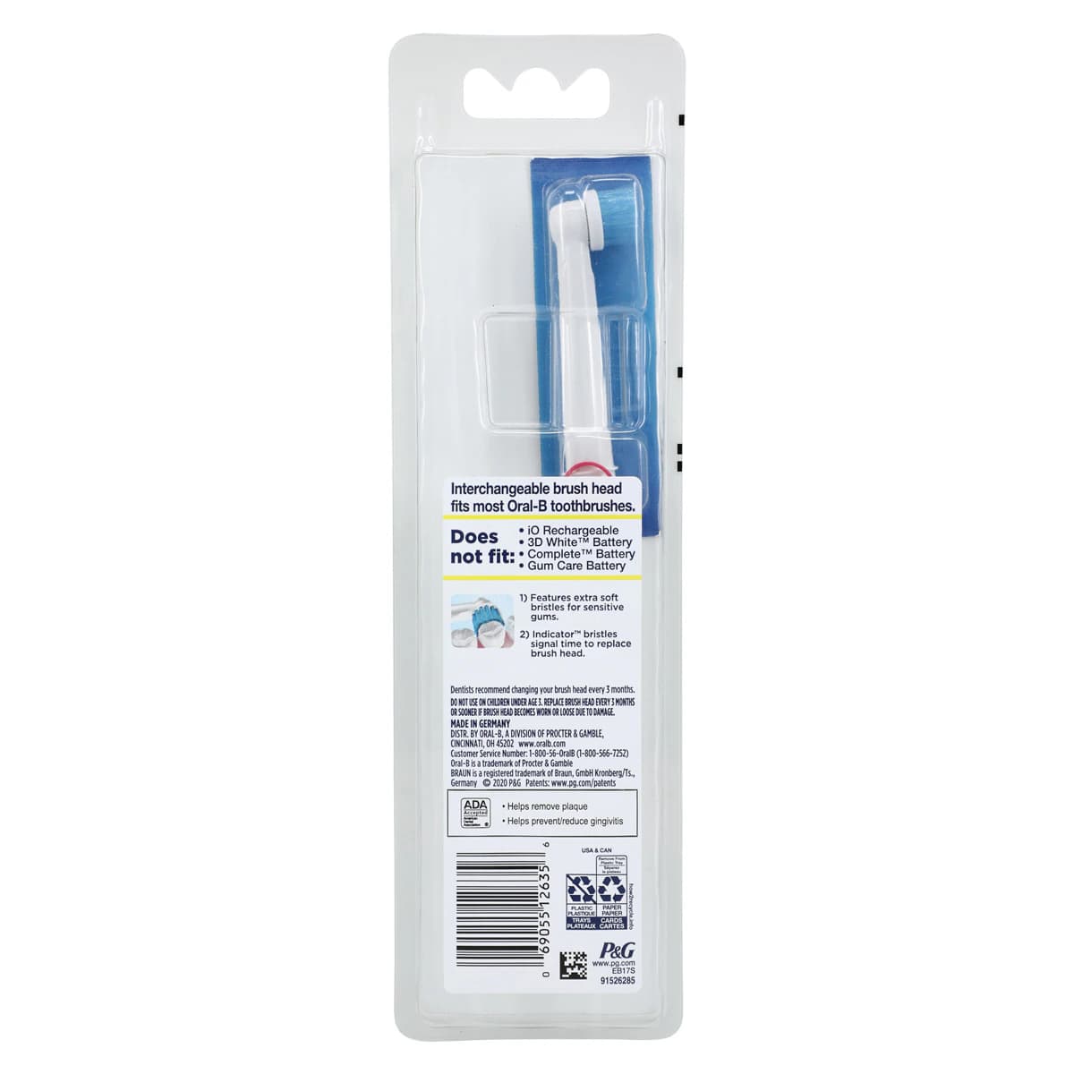 Oral-B Sensitive Brush Head Refills, 6 Cards/Box, 1 Refill per Card, 80304858/80343162 thumbnail 3