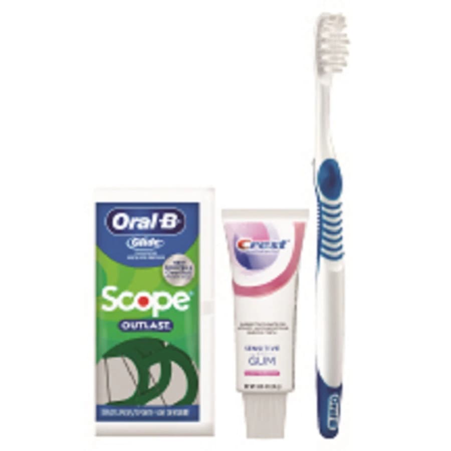 Crest Oral-B Sensitive Solution Manual Toothbrush Bundle with Glide Floss Picks, 72/Case, PGO 80331445 thumbnail 2