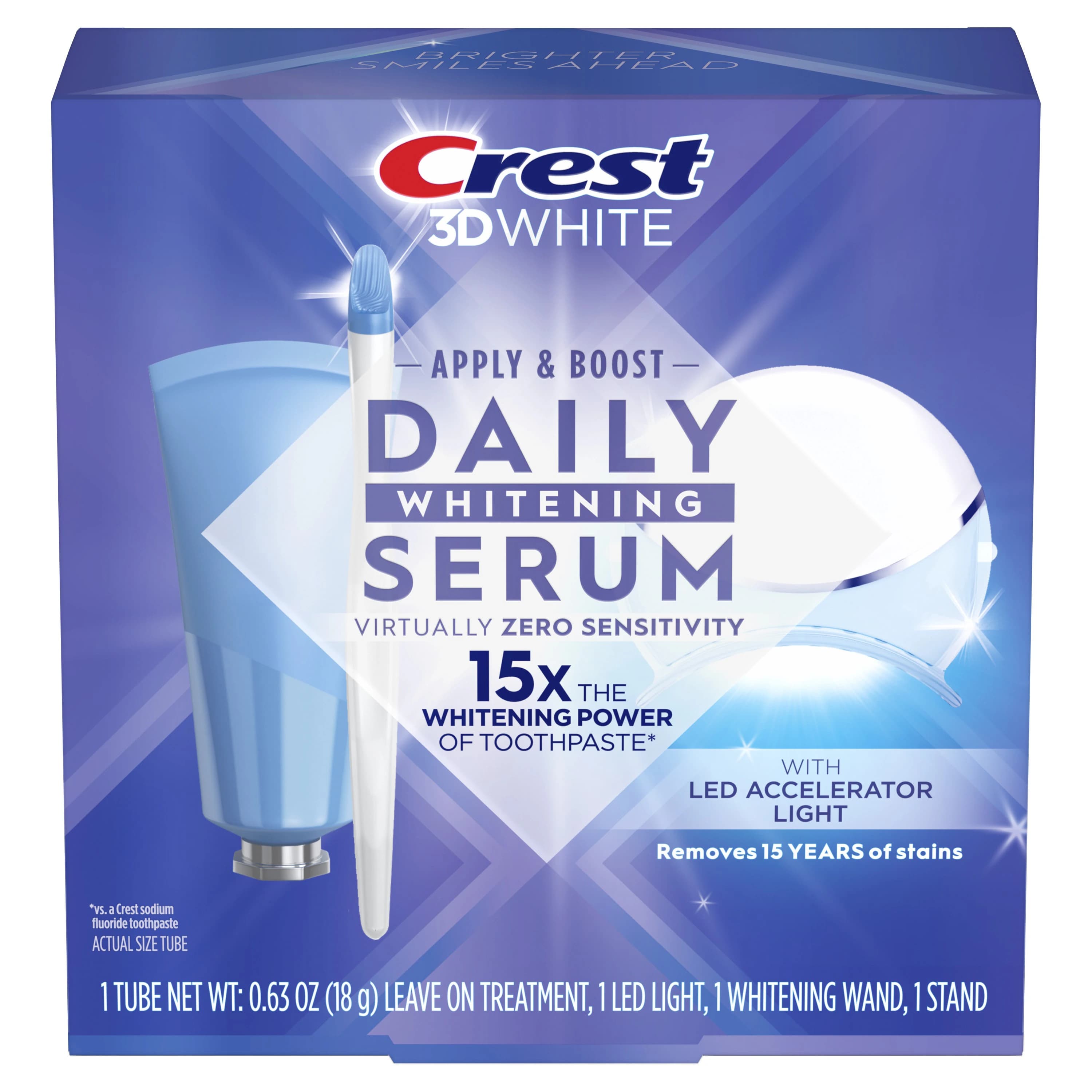 Crest 3DWhite Daily Whitening Serum with LED Accelerator Light, 3 Kits/Case, 18g Each - Crest®  3DWhite Daily Whitening Serum with Light Case of 3 - Image 1