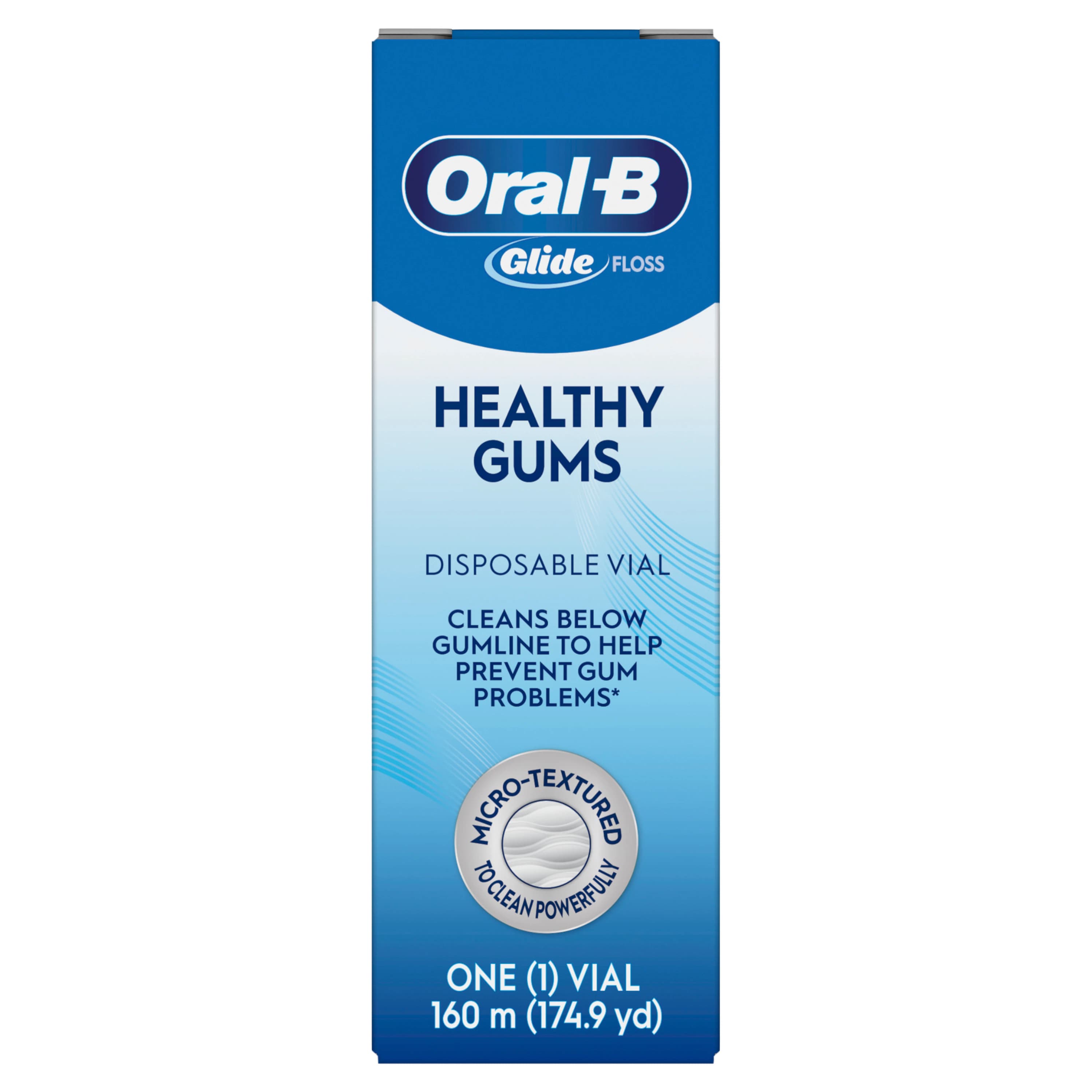 Oral-B Glide Healthy Gums Floss, Unflavored, 160m Disposable Vial, 1/Box, 80779740 - Glide Healthy Gums Floss 160M Disposable Vial, 80779740 - Image 1