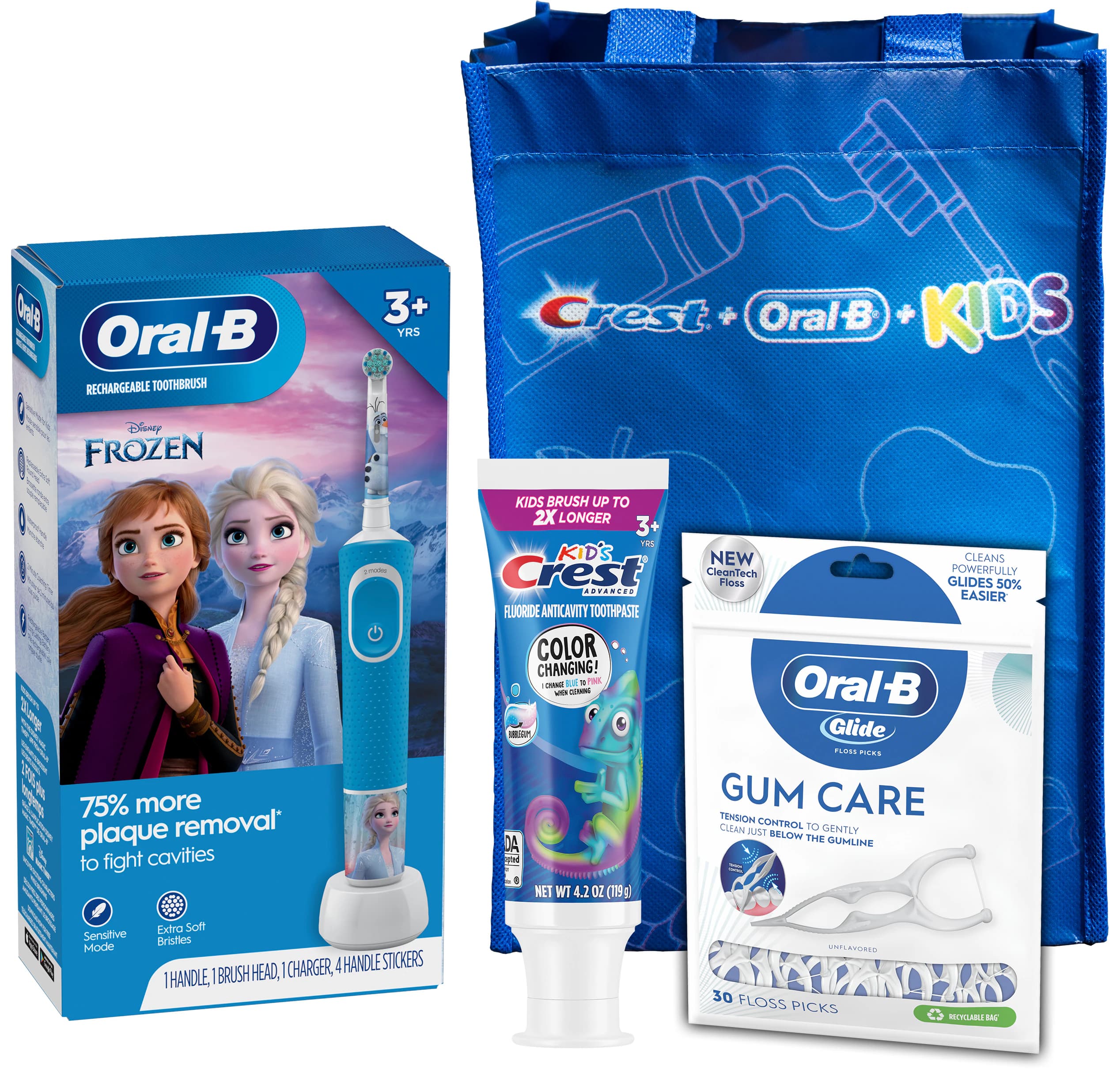 Crest + Oral-B Kids 3+ Electric Rechargeable Toothbrush System, Disney Frozen, 3/Case, 80847375 - Oral-B Kids 3+ Frozen Electric Toothbrush Sys (3) - Image 1