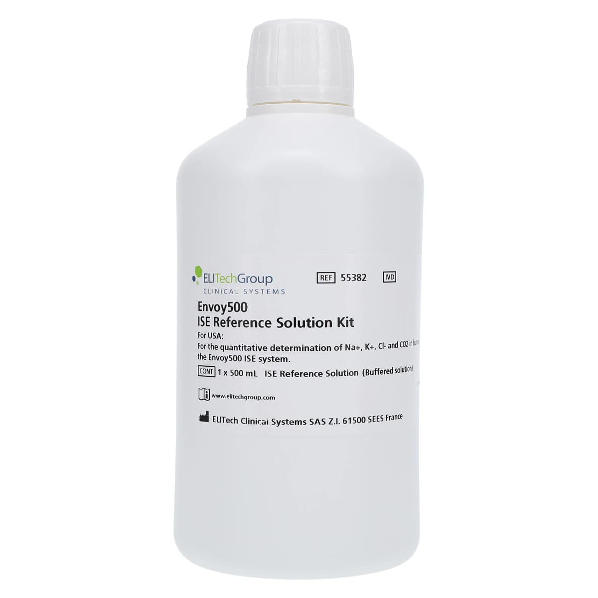 ISE Reference Envoy Solution, Ion-Selective Electrode Positive Reference, 500 mL, for Envoy Chemistry Analyzer - ISE Reference Envoy Solution - Image 1