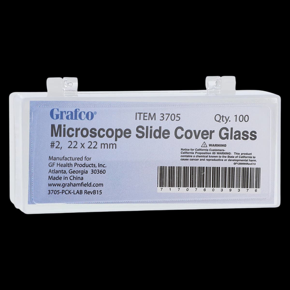 Grafco Microscope Cover Glass #2, 22x22mm, Square Edge, Non-Fogging, 100/Box - Cover Glass Microscope #2 - Image 1