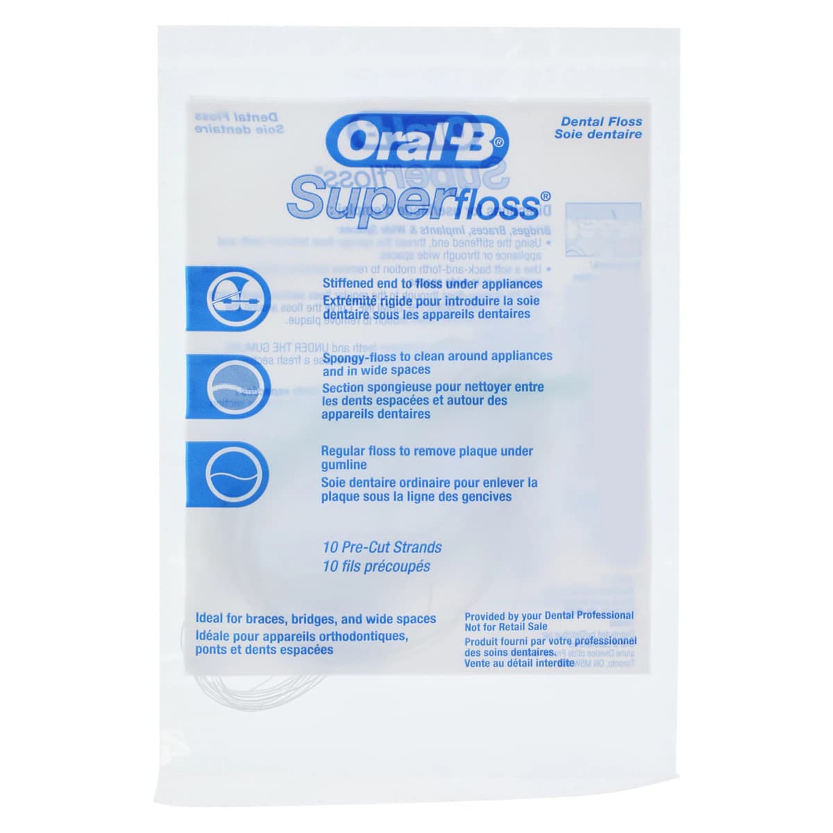 Oral-B SuperFloss Trial Pack, Regular, Pre-Measured Strands, 10 Strands/Box, 100 Boxes/Pkg, 13265221 thumbnail 2