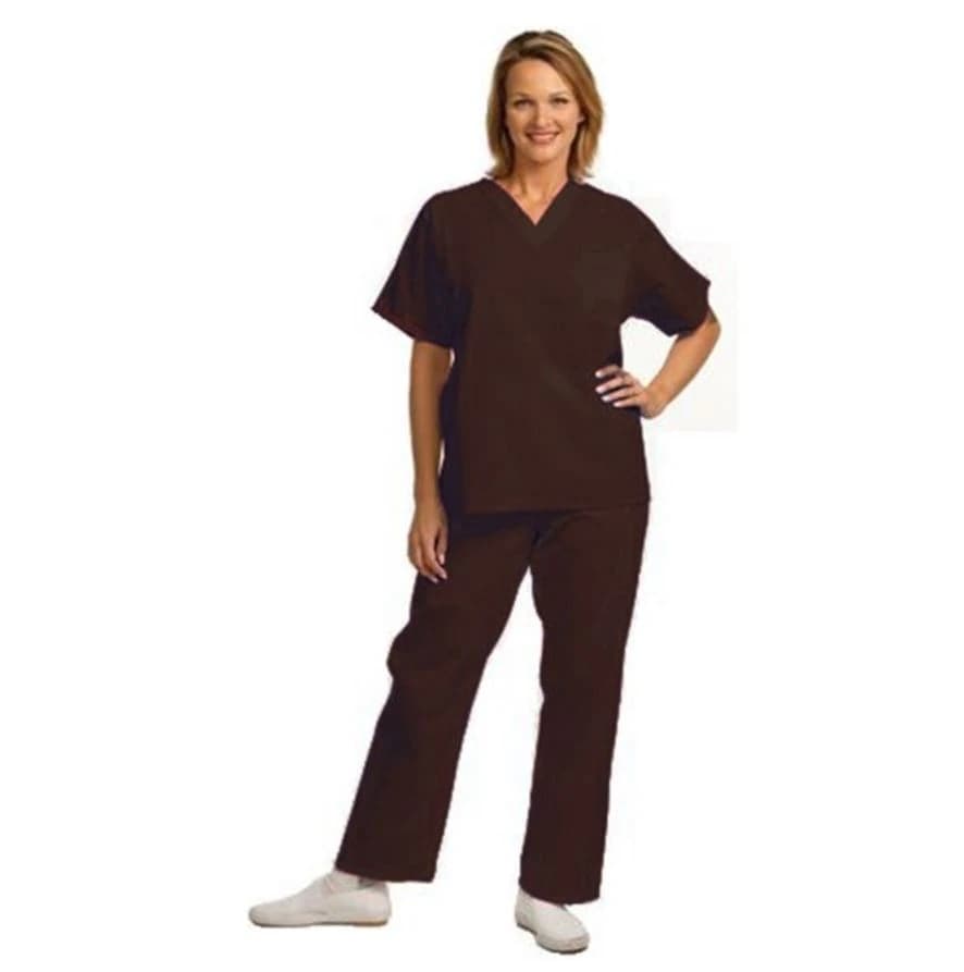 Fashion Seal Healthcare® Unisex Fashion Scrub Shirt, 65/35 Fashion Poplin®, V-Neck, Short Sleeve, Chocolate, Extra Small, 1/Pkg - Fashion Seal Healthcare® Unisex Fashion Scrub Shirts, 65/35 Fashion Poplin® - Chocolate, Extra Small - Image 1