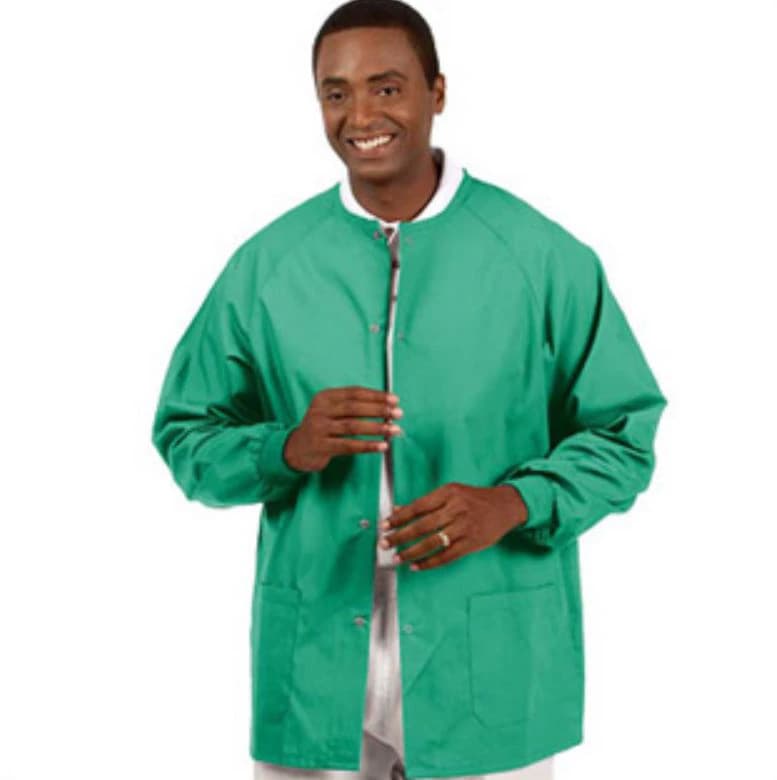 Fashion Seal Healthcare® Unisex Warm Up Jacket, Extra Large, Jade, 55% Cotton/45% Polyester, Snap Front, 2 Pockets - Fashion Seal Healthcare® Unisex Warm Up Jacket - Extra Large, Jade - Image 1