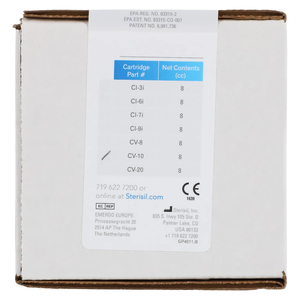 Sterisil Valved Cartridge 10, 10-3/8" L x 2.5" D, 1/Box, CV-10 thumbnail 2