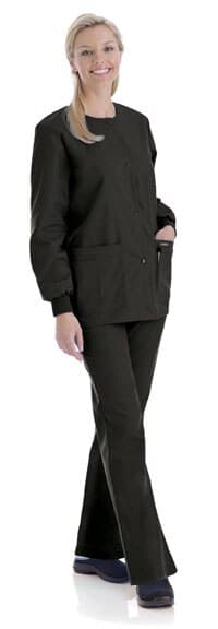 Landau Uniforms Warm-Up Jacket, 4 Pocket, Knit Cuff, Snap Front, Women's, X-Small, Black, 01KEZKNQD55T5JWWPKBANJJHYY thumbnail 2