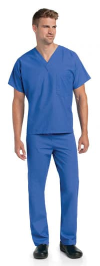 Landau Uniforms Scrub Top Reversible Unisex 1 Pocket, V-Neck, X-Small, Royal Blue, 65% Polyester/35% Cotton, 7502 - Scrub Top Reversible Uni 1 Pkt - Image 1
