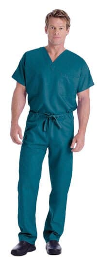 Landau Uniforms Scrub Top Reversible Unisex, 1 Pocket, V-Neck, X-Small, Caribbean Blue, 65% Polyester/35% Cotton, 7502 thumbnail 2
