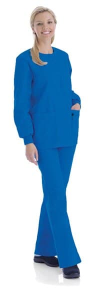 Landau Essentials Warm-Up Jacket, Women's, Royal Blue, X-Small, 4-Pocket, Knit Cuff, Snap Front thumbnail 2