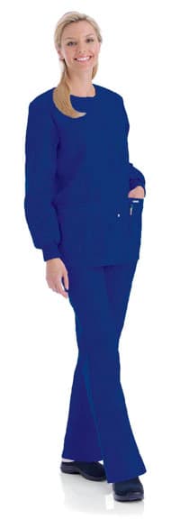 Landau Warm-Up Jacket, 4-Pocket, Knit Cuff, Snap Front, Women's, X-Small, Galaxy Blue, 7525 - Jacket Warm-Up 4 Pkt Knit Cuff - Image 1