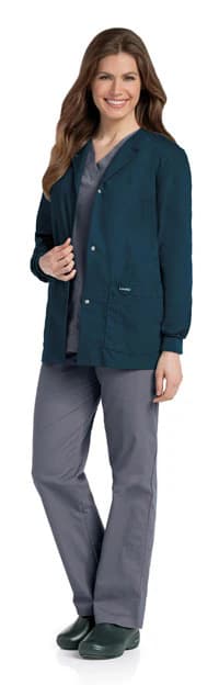 Landau Warm-Up Jacket, 4 Pocket, Knit Cuff, Snap Front, X-Small, Navy, Womens, 7525 - Jacket Warm-Up 4 Pkt Knit Cuff - Image 1