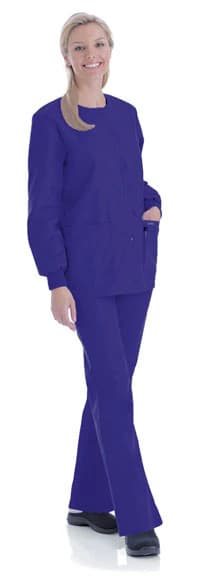 Landau Essentials Warm-Up Jacket, Women's, Grape, X-Small, 4-Pocket, Knit Cuff, Snap Front - Jacket Warm-Up 4 Pkt Knit Cuff - Image 1
